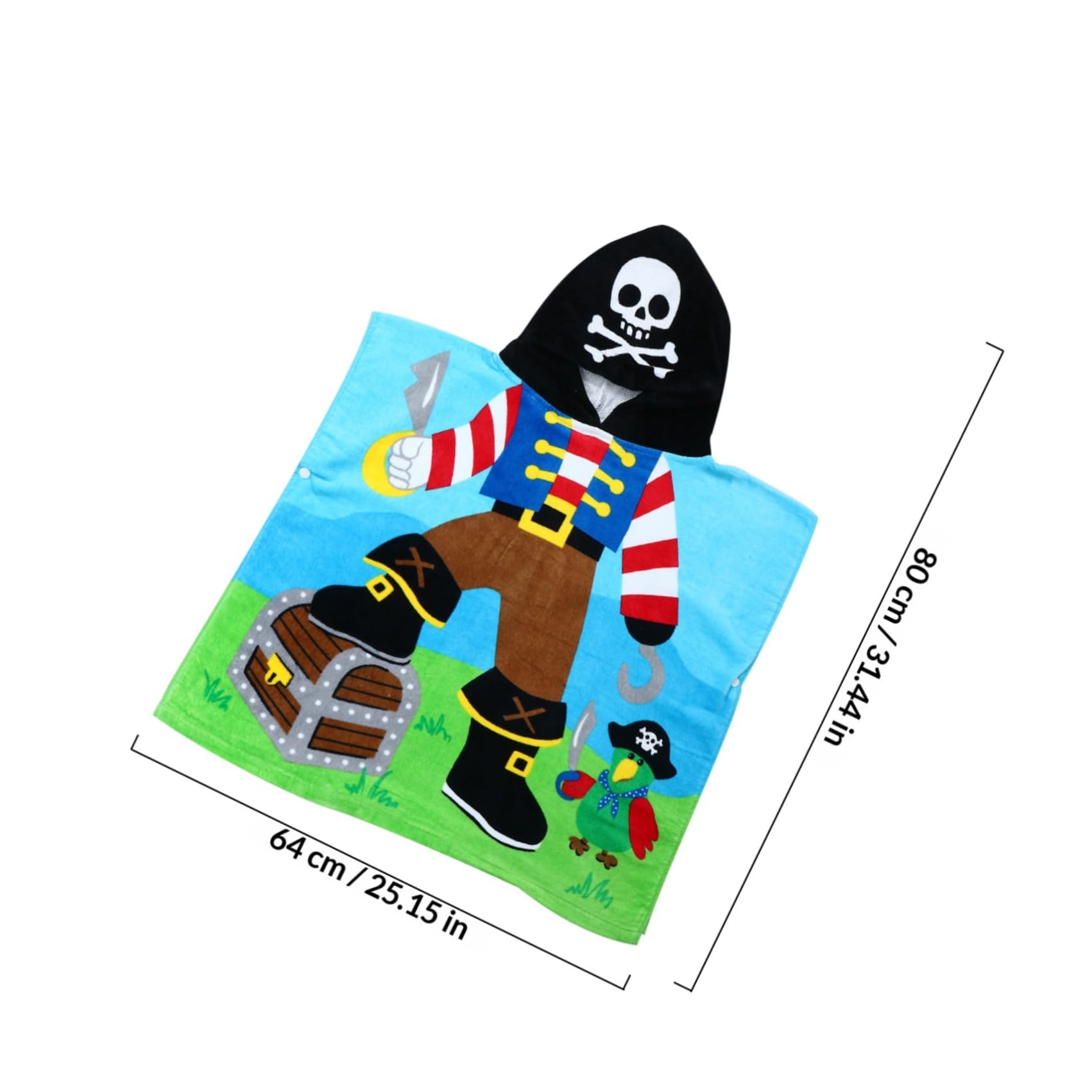 Kinder Bademantel aus Baumwolle mit Kapuze, Piratenkapitän Muster
