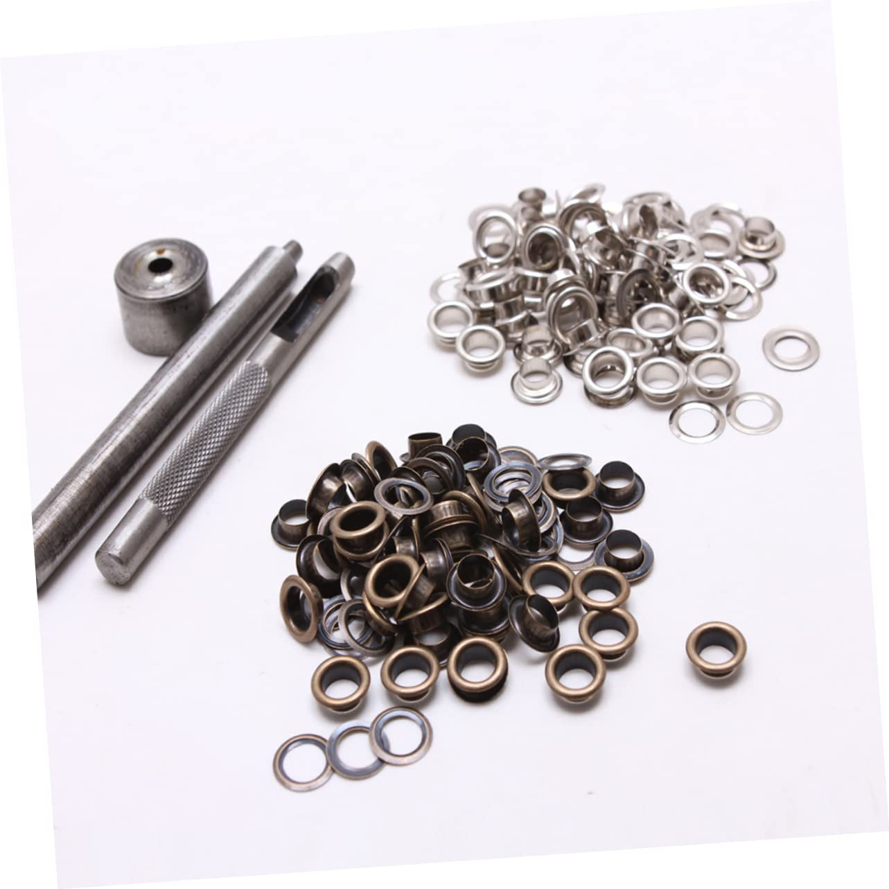 ULTECHNOVO 300sets Occhielli Ottone Antico e Argento Con Strumenti Kit Per Abbigliamento Scarpe e Progetti Fai Te Per Colore Resistente e Duraturo