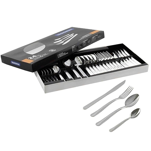 Faqueiro Búzios Em Aço Inox Com Detalhe 24 Peças TRAMONTINA