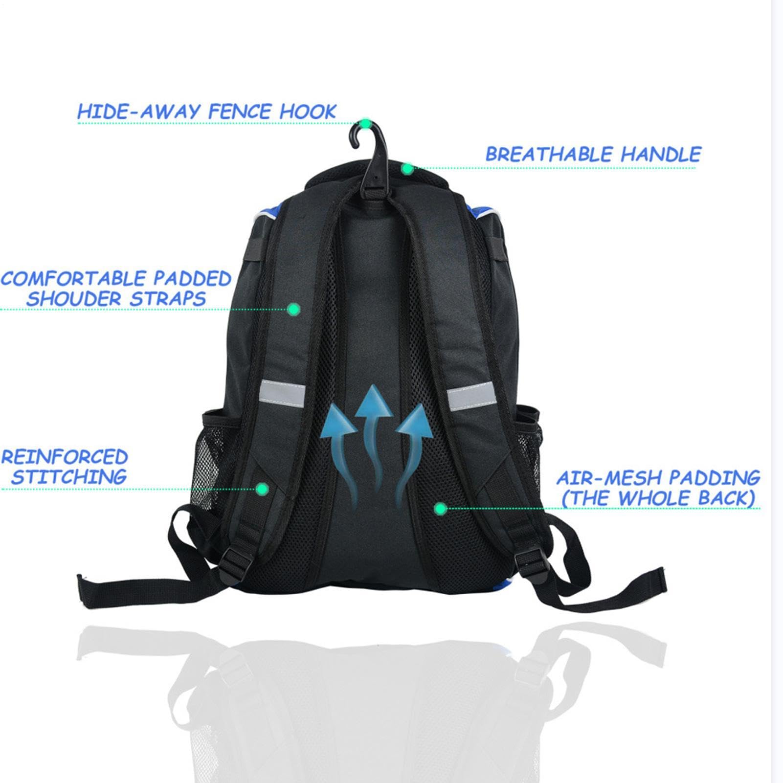 Mochila de béisbol – Poliéster 34 x 22 x 45 cm, impermeable, bolsa grande para bate de béisbol con casco, guante, compartimento para zapatos y almacenamiento de equipo para entrenamiento y juegos