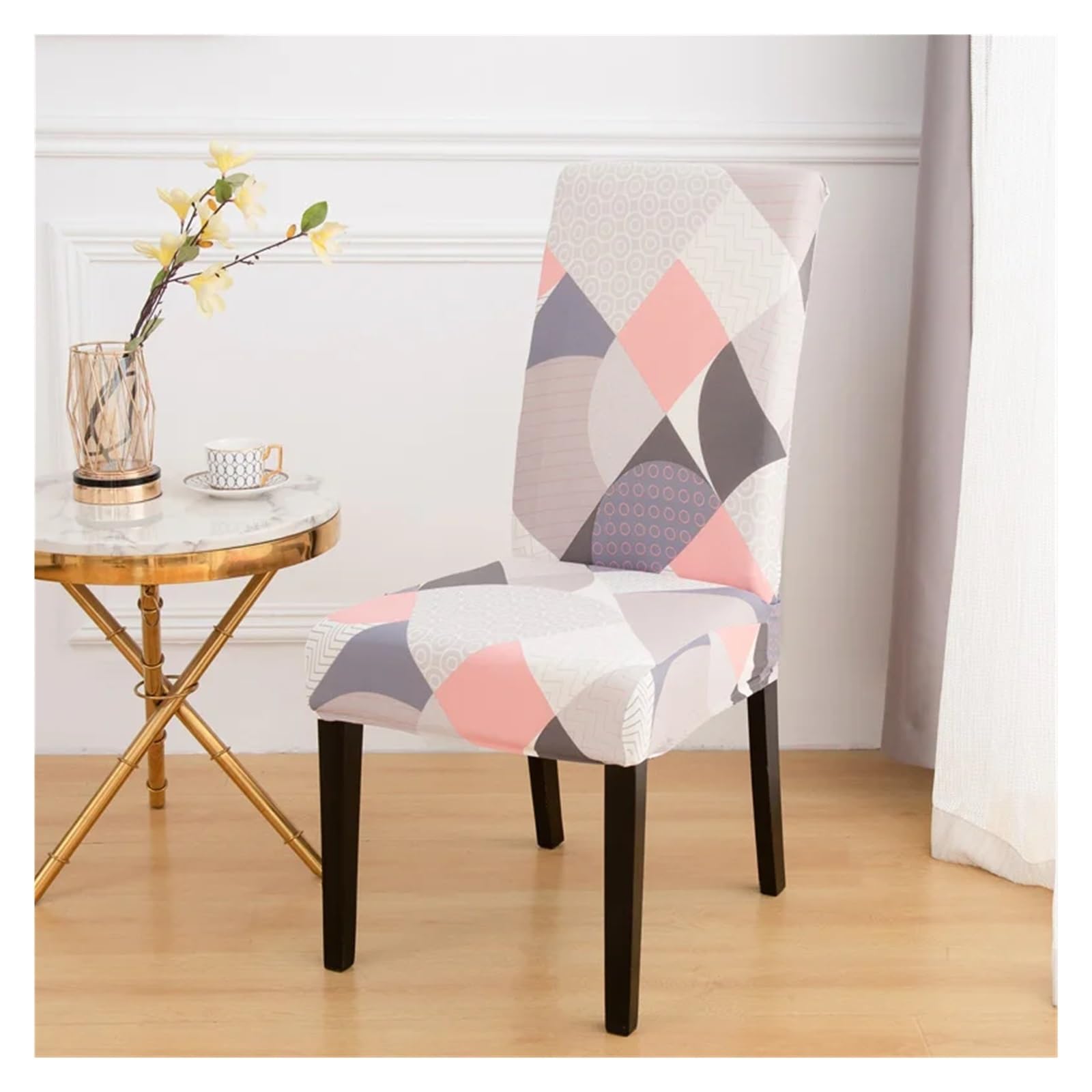 GCYEIDMA Printed Chair Covers 4/6PCS Dining Chair Covers Stretch Printed Removable Washable Furniture Protectors Spandex Dust-Proof(F,6PCS)