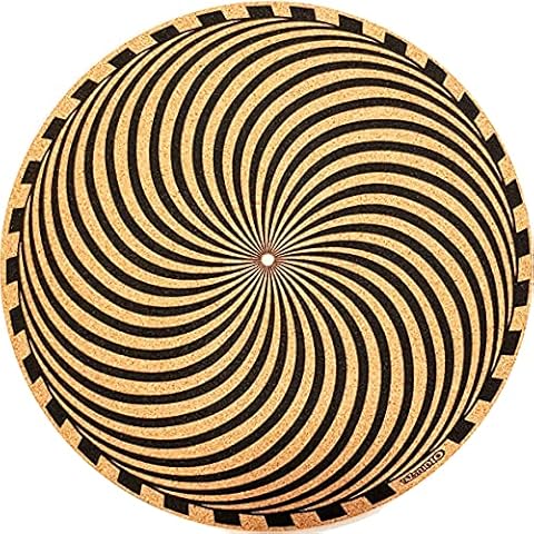 TazStudio Premium slipmat - Cork Turntable Mat for Better Sound Support on Vinyl LP Record Player - Cork mat Original Art Design - Psychedelic Geometric Storm Art (4mm Thick)-m2 Cover