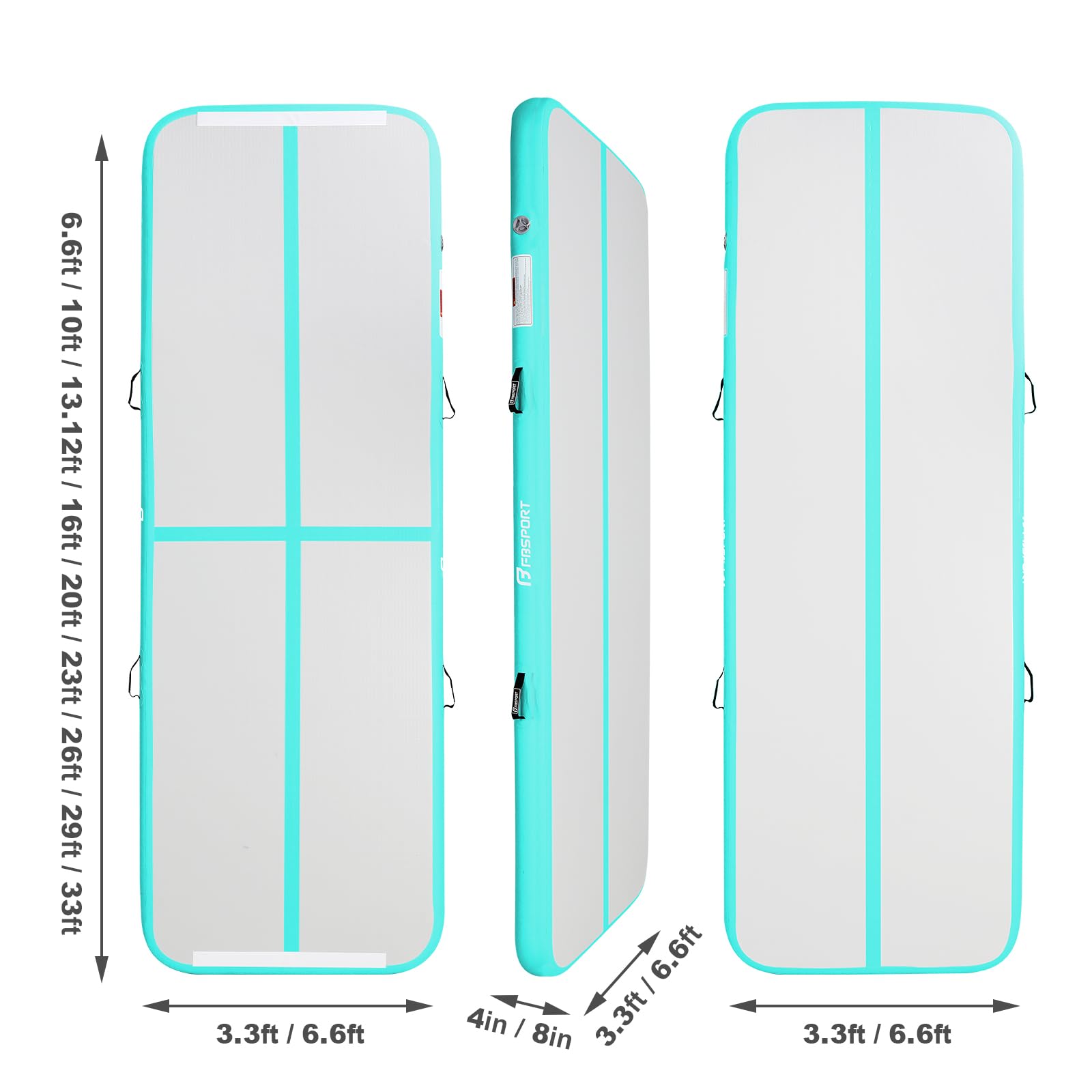 FBSPORT Airtrack Matte,10/20cm Hoch Verdicken 2/3/4/5/6/ M Tumbling Matte,Gymnastikmatte mit Luftpumpe,Trainingsmatte mit Tragetasche,Turnmatte für Zuhause, Outdoor,Yoga, Übungsgymnastik usw