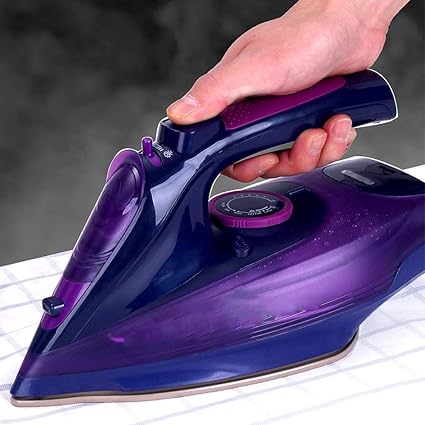 Inllex Handheld 2400W Cordless Wireless Charging Portable 5 Speed Adjust Clothes Ceramic Soleplate EU Plug Ironing Steamer (Purple)
