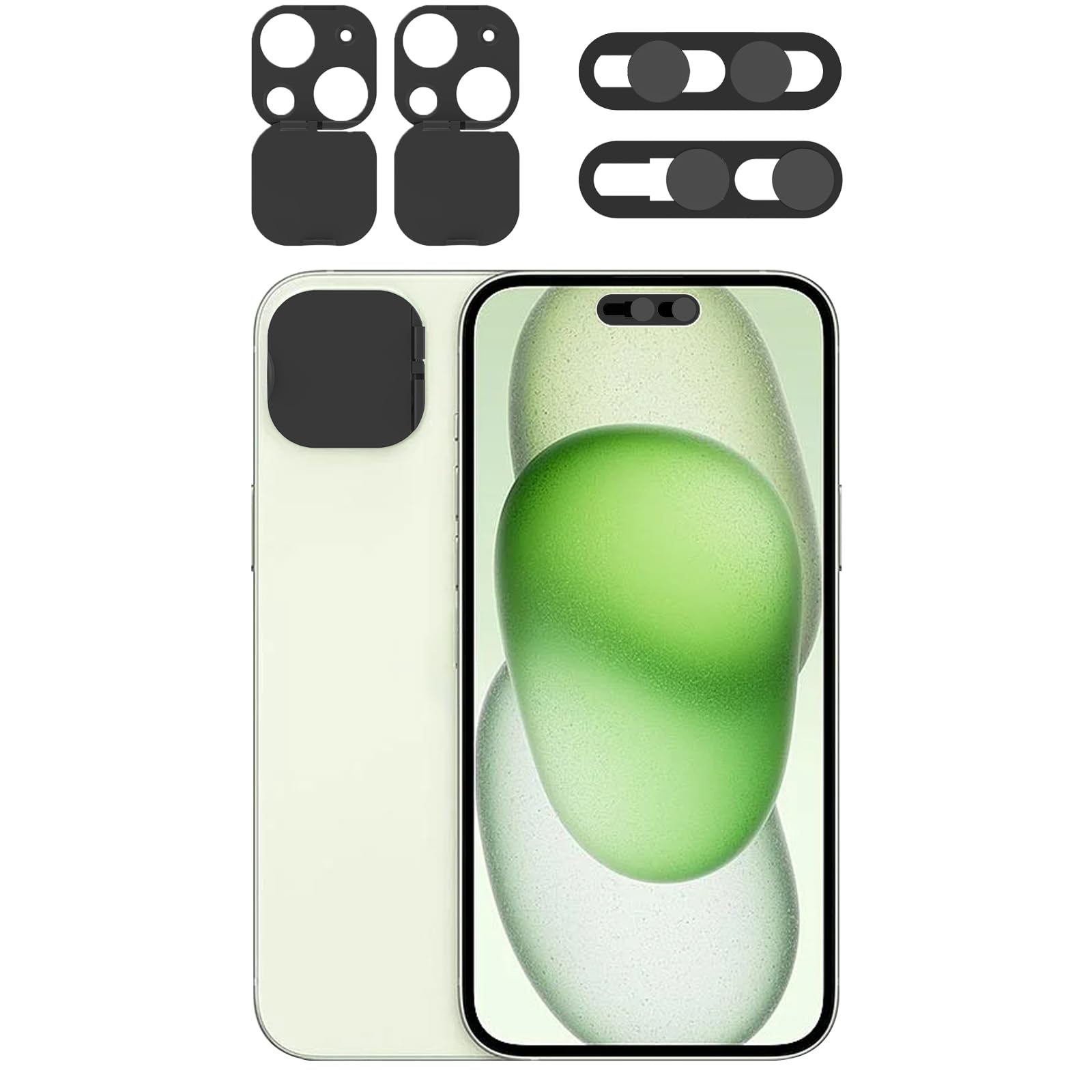 Photo 1 of EYSOFT Privacy Cover Compatible for iPhone 15/15 Plus with Front Camera Cover,Protect Privacy and Security,Open/Close Face Recogition Anti-Spy Camera Cover, Easy-Adhesive Design-2Pack Black