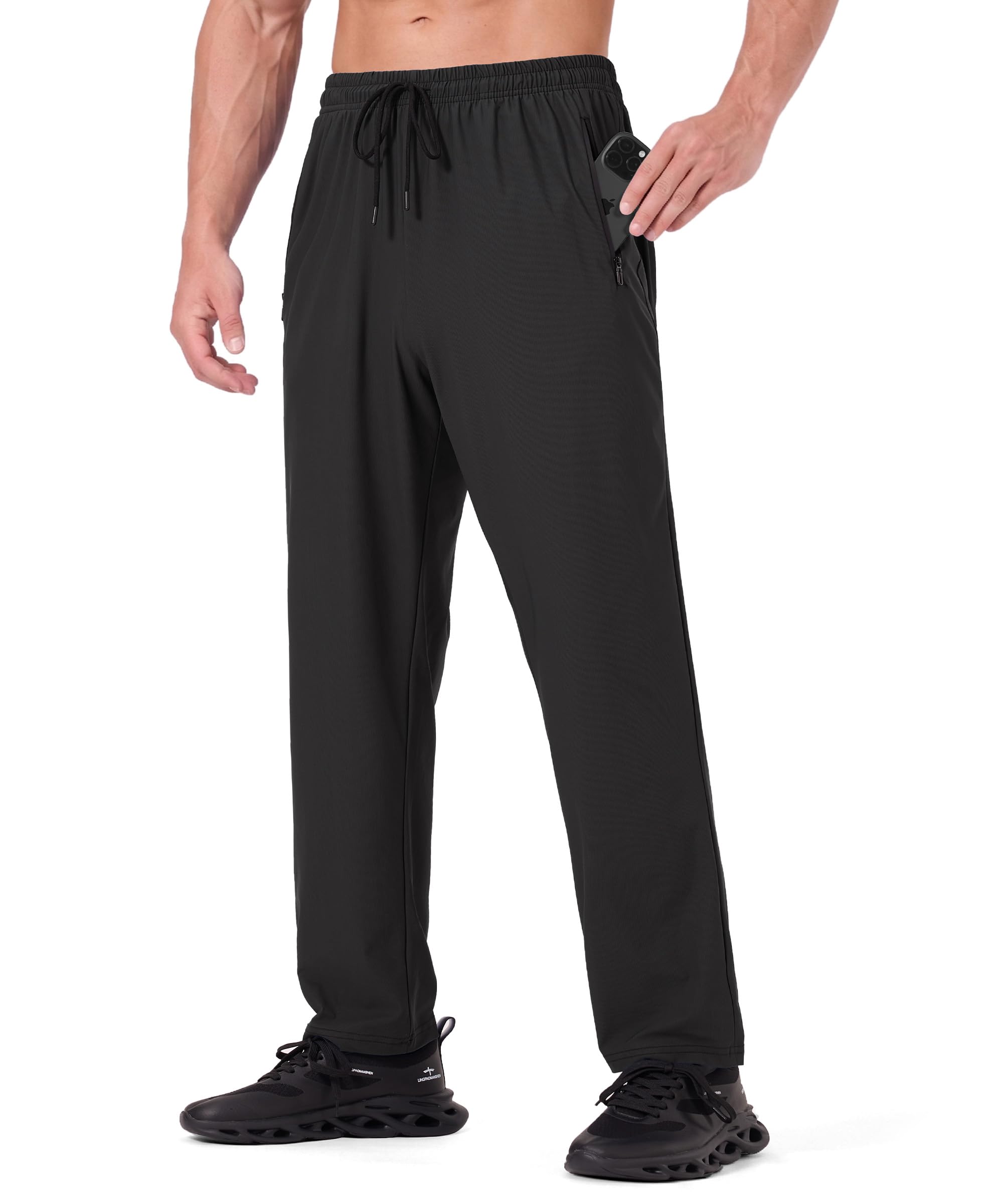 Zylqus Men's Athletic Pants with Zip Pockets Hiking Joggers Gym Pants