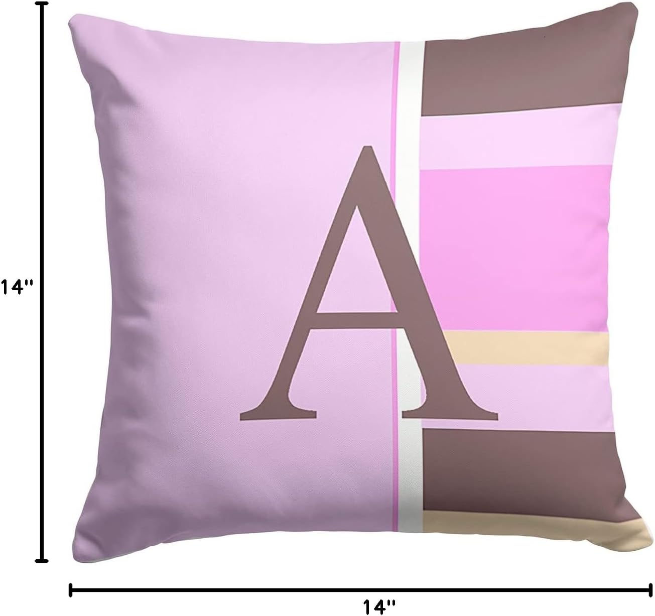 Caroline's Treasures CJ1005-APW1414 Letter A Monogram - Pink Stripes Fabric Decorative Pillow Machine Washable, Indoor Outdoor Decorative Pillow for Couch, Bed or Patio, 14Hx14W