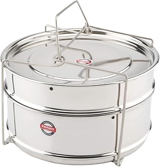 Embassy SS Cooker Separator P7.5 Suitable for 7.5 litres Prestige Deluxe Plus Hard Anodised Outer Lid Pressure Cookers (2 Containers with Lifter, Stainless Steel)
