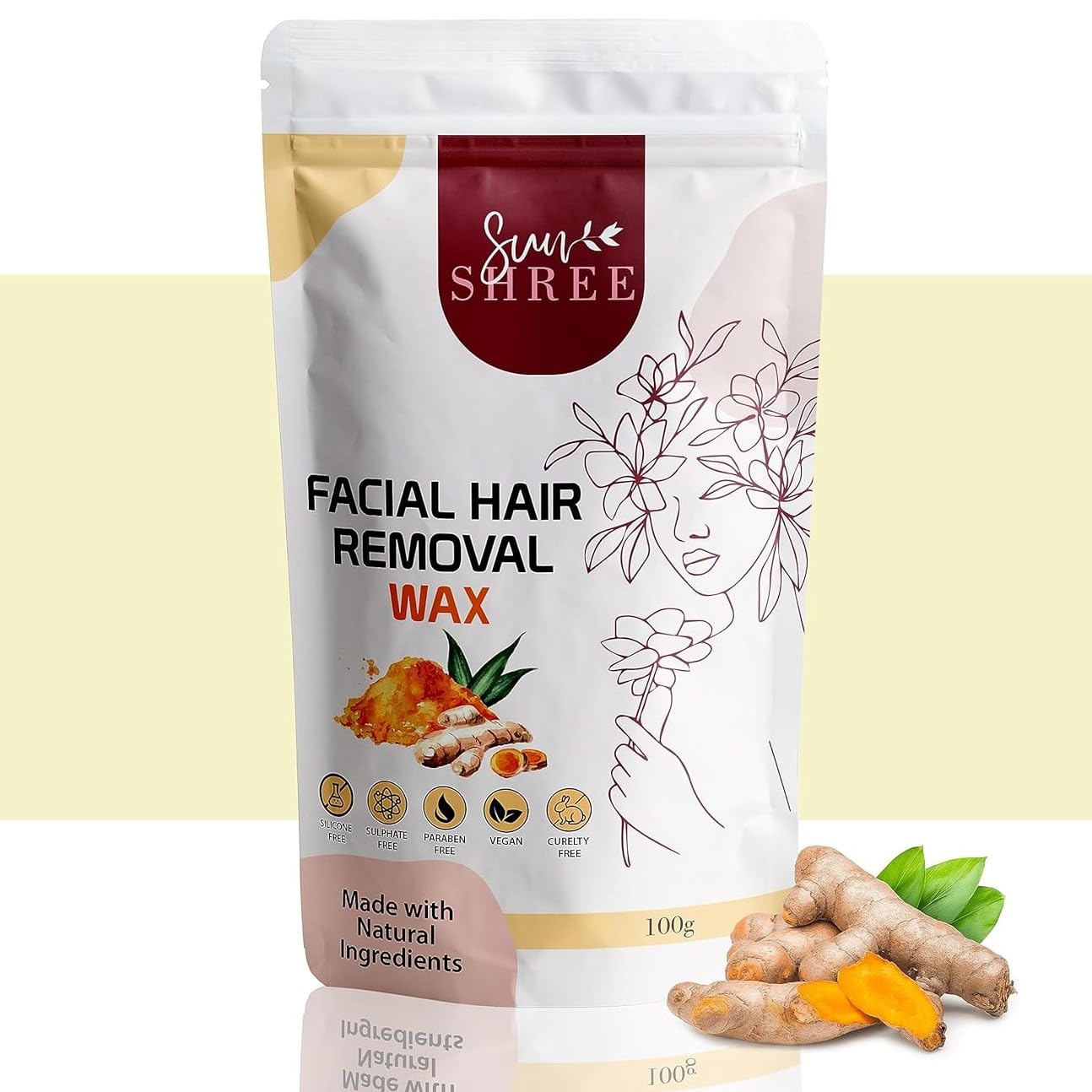 SUNSHREE Turmeric Power Facial Wax For Hair Removal For WomenNatural