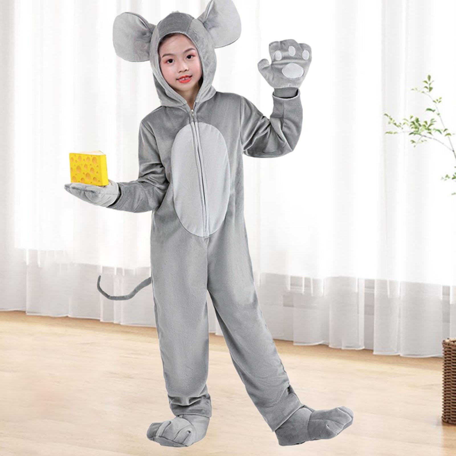 Costume da Topo per Bambini, Pigiama con Cappuccio, Tuta per Festival, Halloween, Vacanze, XL