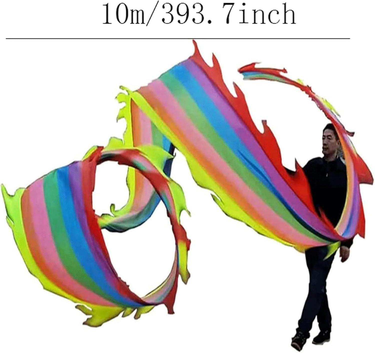 3D Dragon Ribbon Streamer w/Telescopic Rod Flinging Dragon Spiral Practice Ribbon Streamer Dragon Dance Outdoor Sports~/