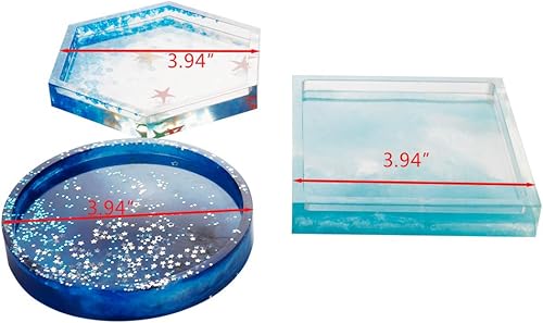 Miniatura 5 de Paquete de 6 moldes grandes para macetas de bricolaje, molde de resina hexagonal, cubo y cilindro, paquete de 3 moldes de silicona para posavasos