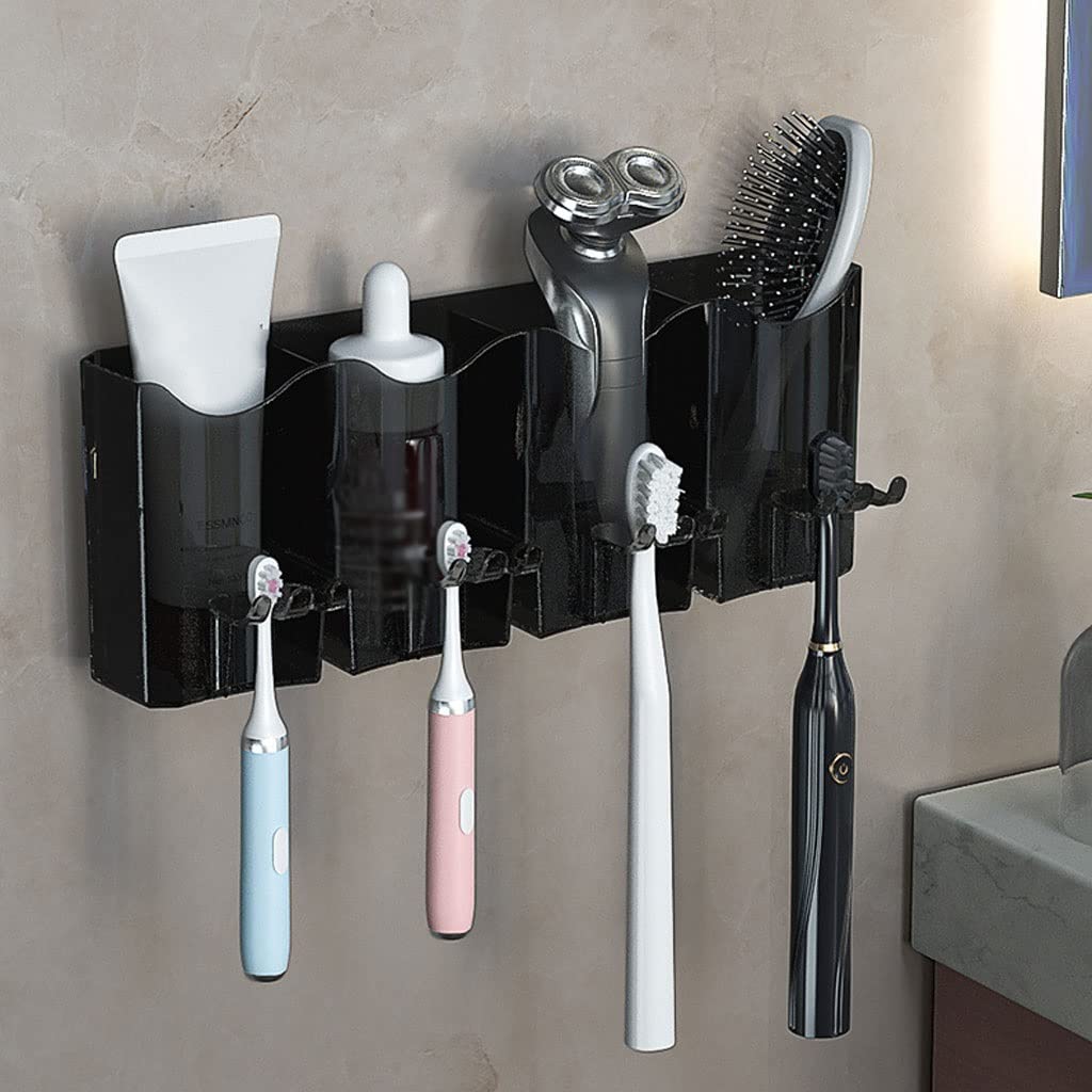 Estante Para Cepillos de Dientes Combinan el soporte del cepillo de dientes Montaje de pared soporte for el cepillo de muelas de almacenamiento de almacenamiento con taza de enjuague bucal, kit de pro