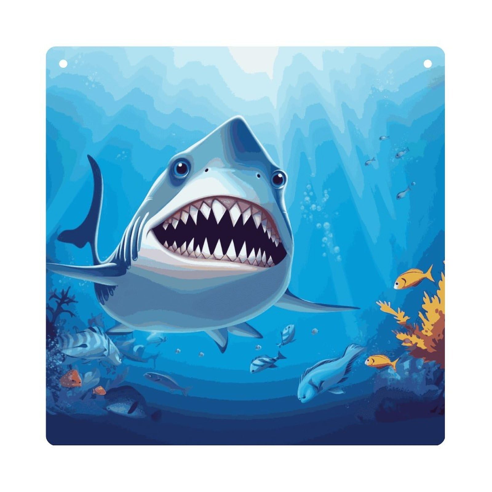 Adfgyerh Style Smiling Shark Hanging Ornaments Window Hanging Modern Acrylic Decor For Living Room Bedroom Dining Room Hallway Office Wall Decor, 8X8 In