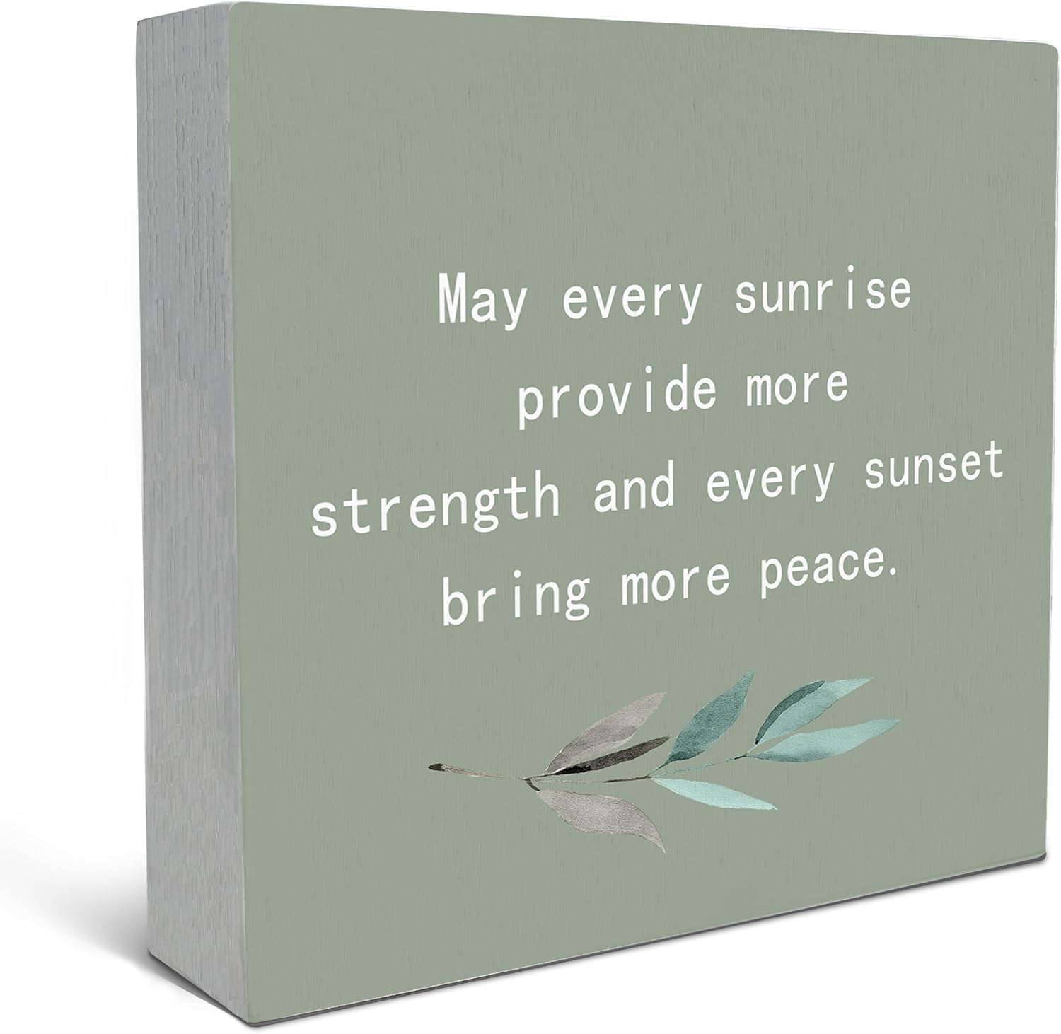 Inspirational Wooden Box Sign 5x5 Inch Sunrise Sunset Quote Decor