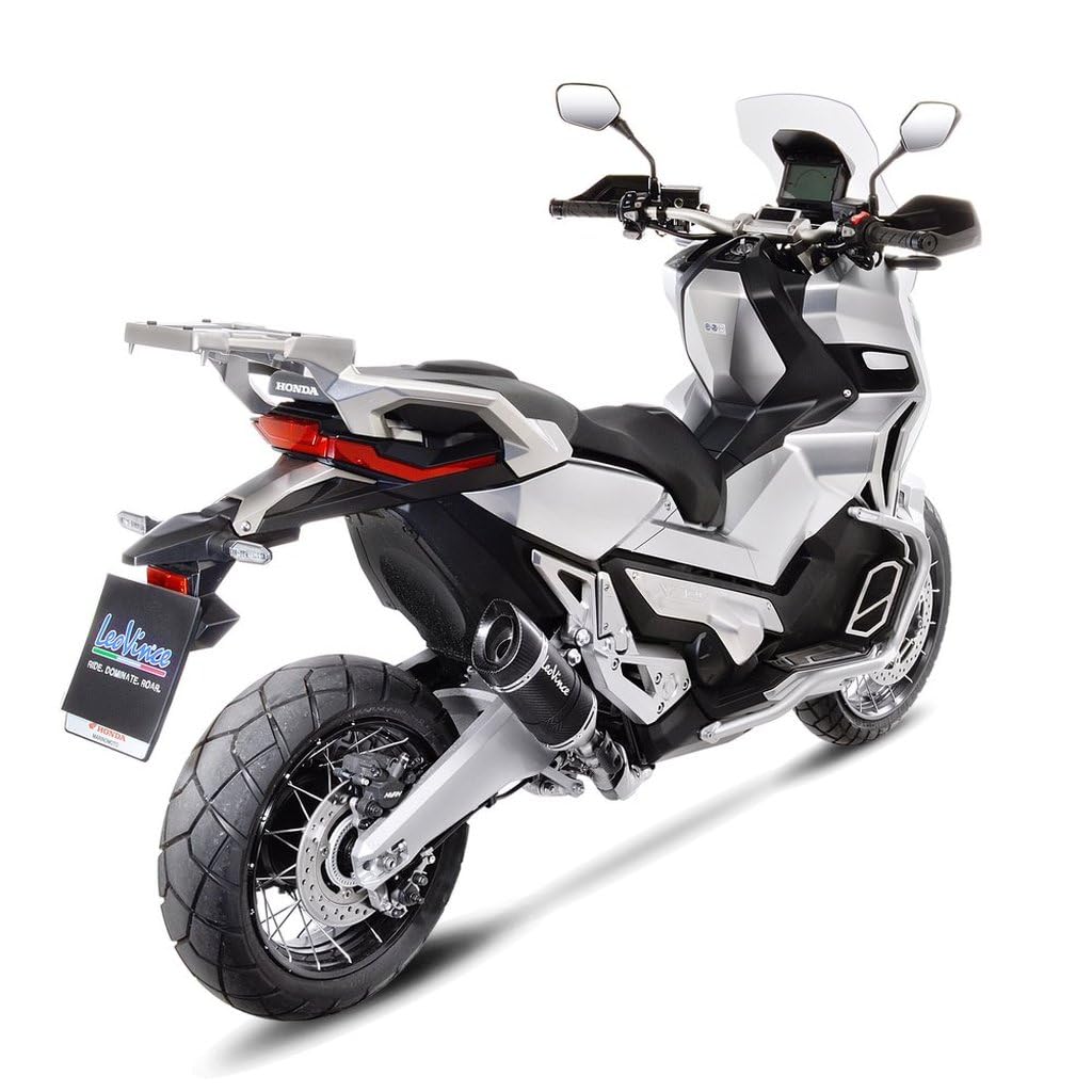 Terminale di scarico per marmitte slip-on LV Pro carbon compatibile Honda X-ADV 750 dal 2017 e Forza 750 dal 2021, design sportivo, finitura in carbonio, montaggio plug and play