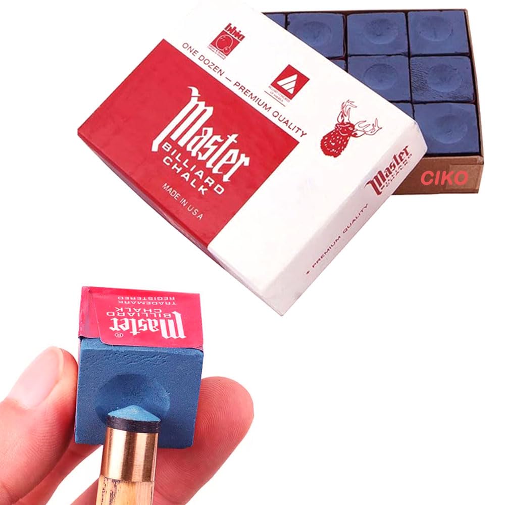 Ciko Cue Chalk for Billiard and Snooker cue Sticks, Prevents Misses Master Blue (4)