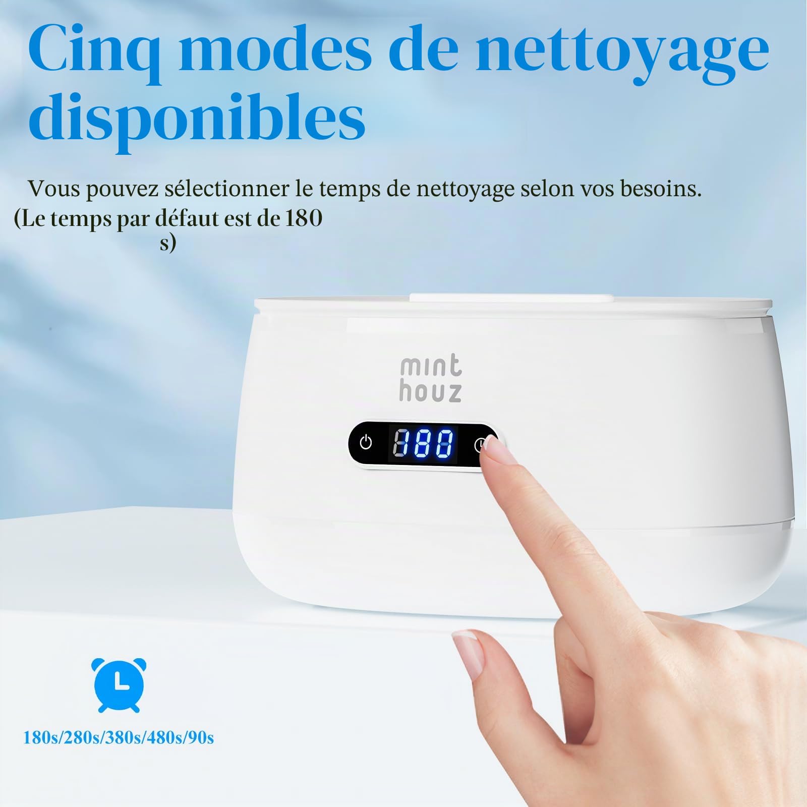 Minthouz - Appareil de nettoyage à ultrasons pour lunettes, 600 ml - Nettoyeur à ultrasons pour lunettes avec 5 modes de nettoyage, appareil de nettoyage à ultrasons pour lunettes, bijoux, prothèses