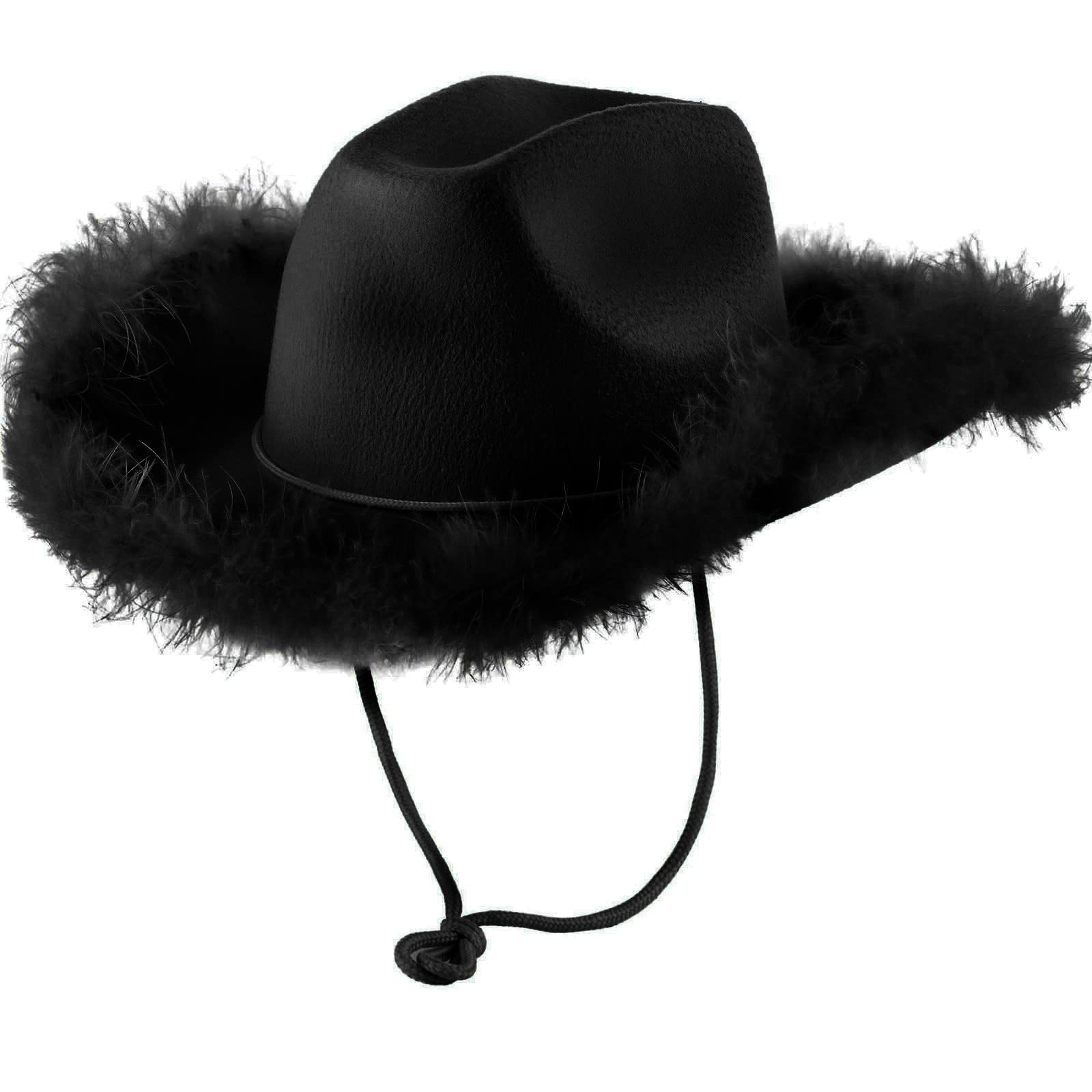 and Scarf Hat with Feather Feather Brim Adult Size Cowboy Hat with Feathers for Costume Party Play Dress Up Outfits for Women Wine Hats Women (Black, One Size)