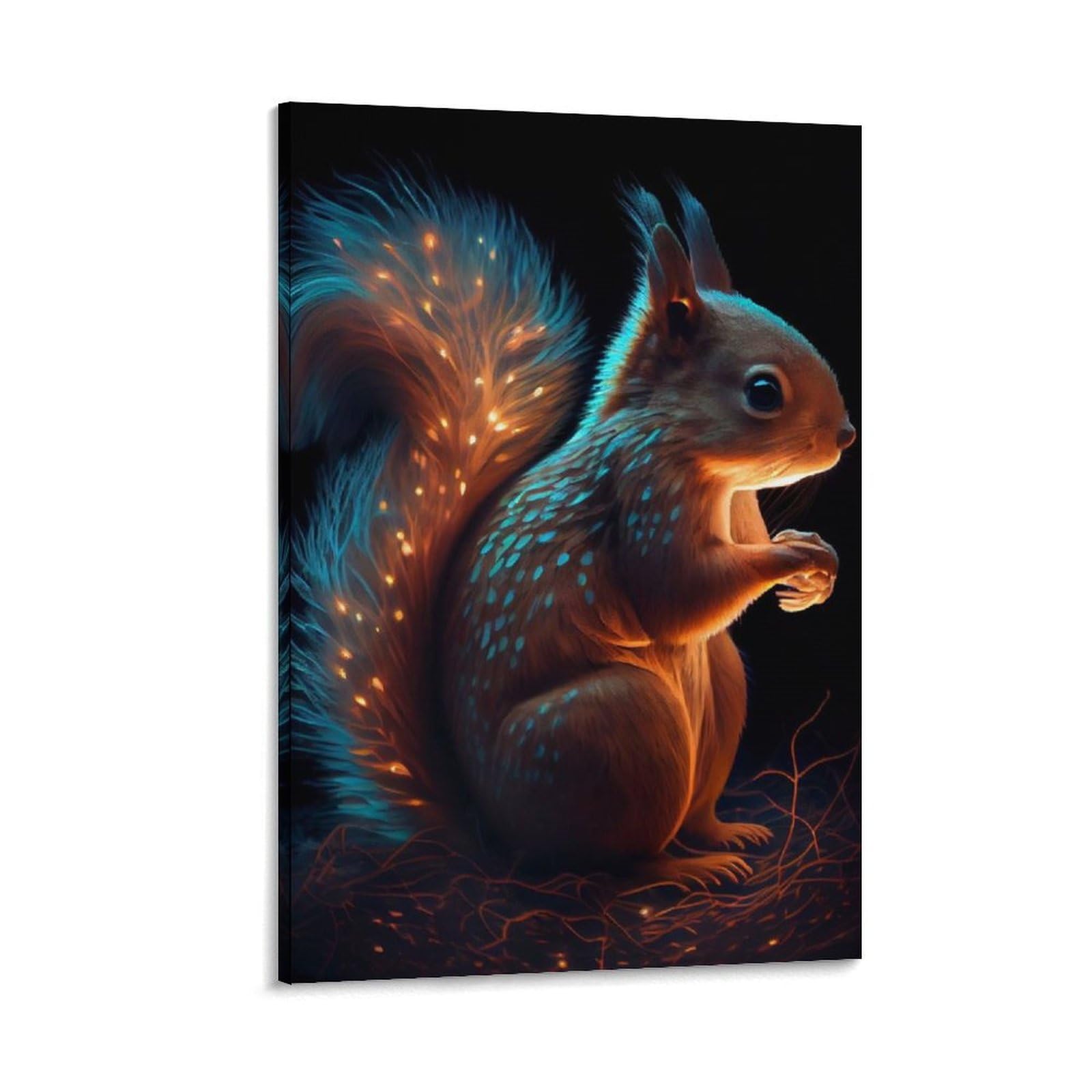 POLIUAWS Écureuil, œuvre d'art lumineuse pour murs de maison, décoration murale moderne, 60 x 90 cm