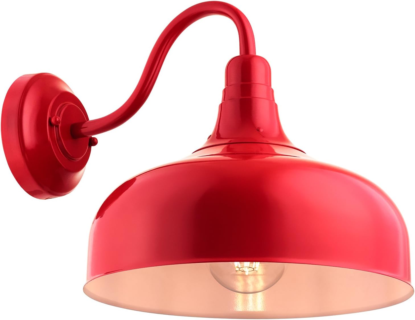 Sunlite 46069-SU Gooseneck Rustic Barn Light Fixture, Wall Mount, Medium Base (E26) Socket, Standard A19 Bulb Required (60W Max), 12 Inch, Indoor and Outdoor Use, ETL Listed Wet Location, Red