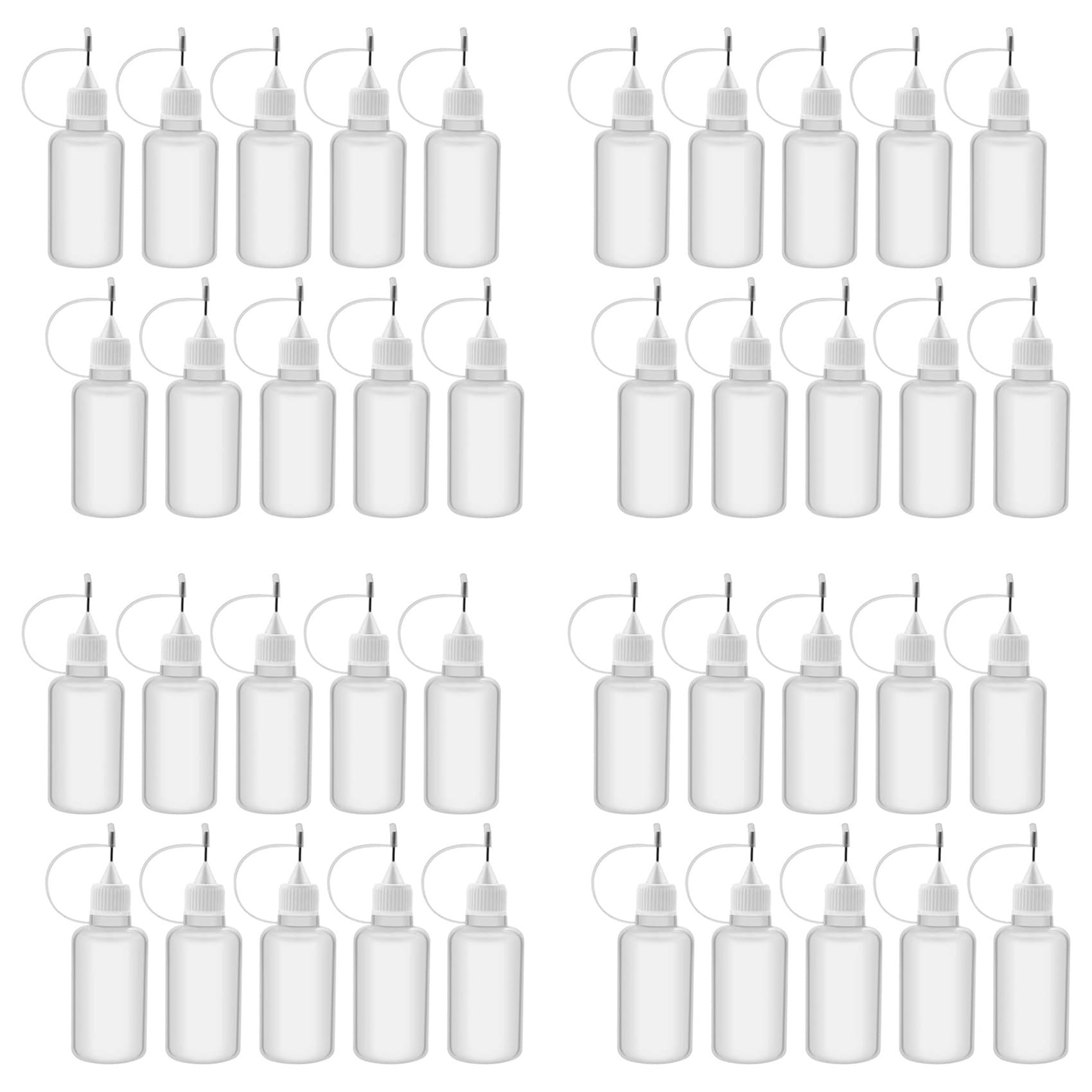 Hndhbfgrt 40Pcs 30Ml Plastic Squeezable Tip Applicator Bottle Refillable Dropper Bottles with Needle Tip Caps for Glue DIY