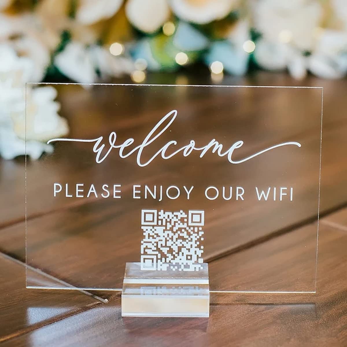 Panneau WiFi Personnalisable En Acrylique - Avec Support Et Code QR - Pour Maison, Boutique, Hôtel