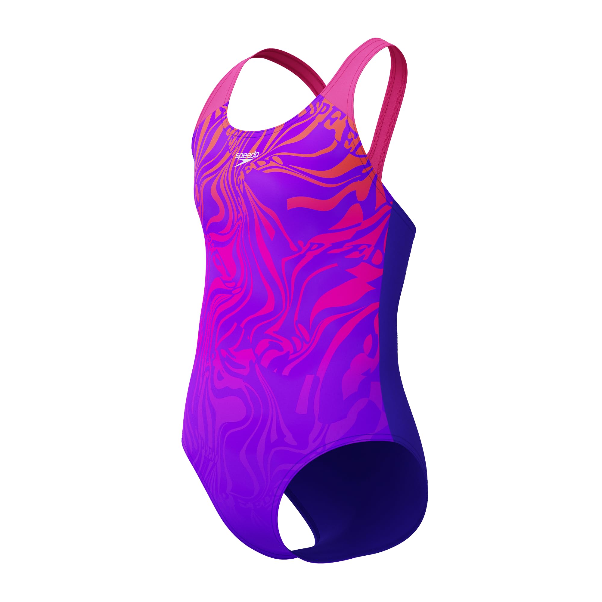 Speedo Girls Blue Purple Digital Placement Splashback Swimsuit Swimming Costume Size 5-6 Years