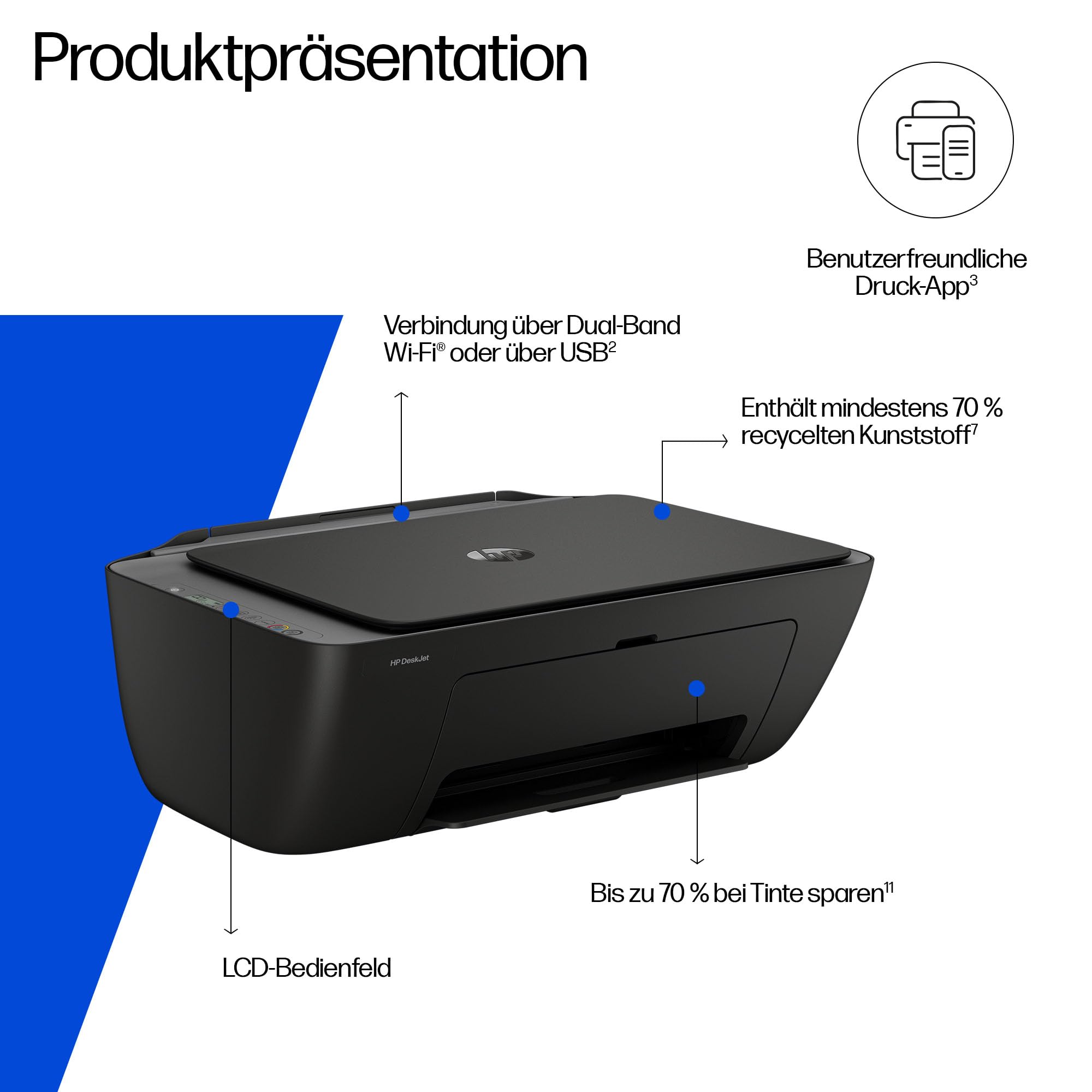 HP DeskJet 2920 Multifunktionsdrucker, Drucker, Scanner, Kopierer, WLAN, USB 2.0