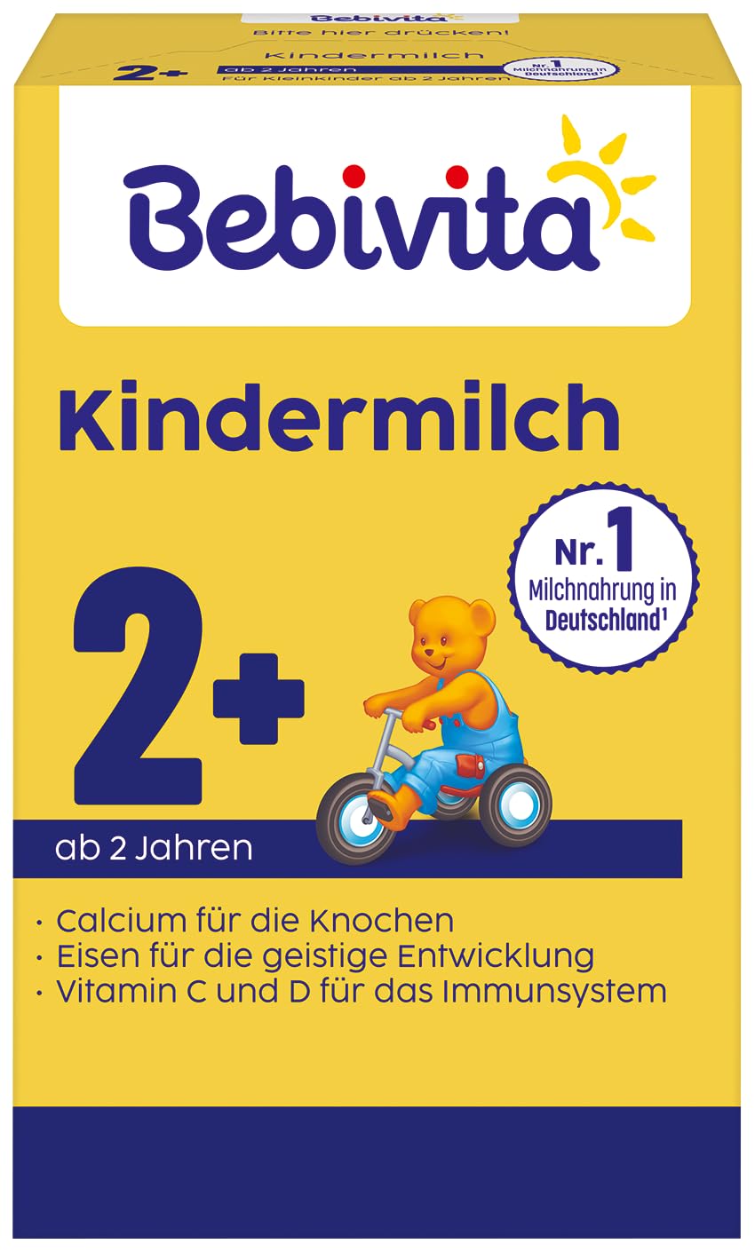 Bebivita Kindermilch 2+ (5 x 500g), Milchnahrung für Kinder ab 2 Jahren, mit Calcium, Vitamin C, D und Eisen für die geistige Entwicklung