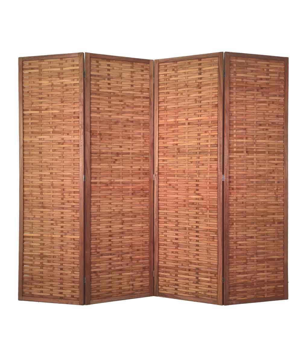EME Biombo Rústico con 4 Paneles 180x180 cm Separador de Estancias y Ambientes Fabricado de Madera - Biombo con Estructura Plegable. Ideal para Decoración.