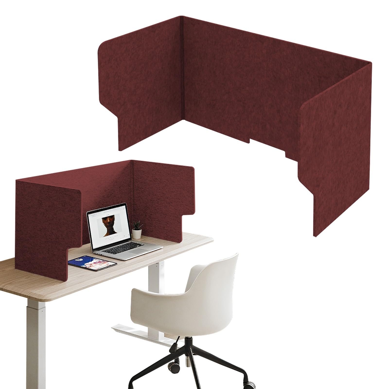Acoustic Desk Divider, 60~120cm Stand Up Freestanding Felt Privacy Panel, Sound Proof Dividers, U-Shaped Desktop Separator Panel, For Classroom Home Office Schools Workstations(Claret,80cm)
