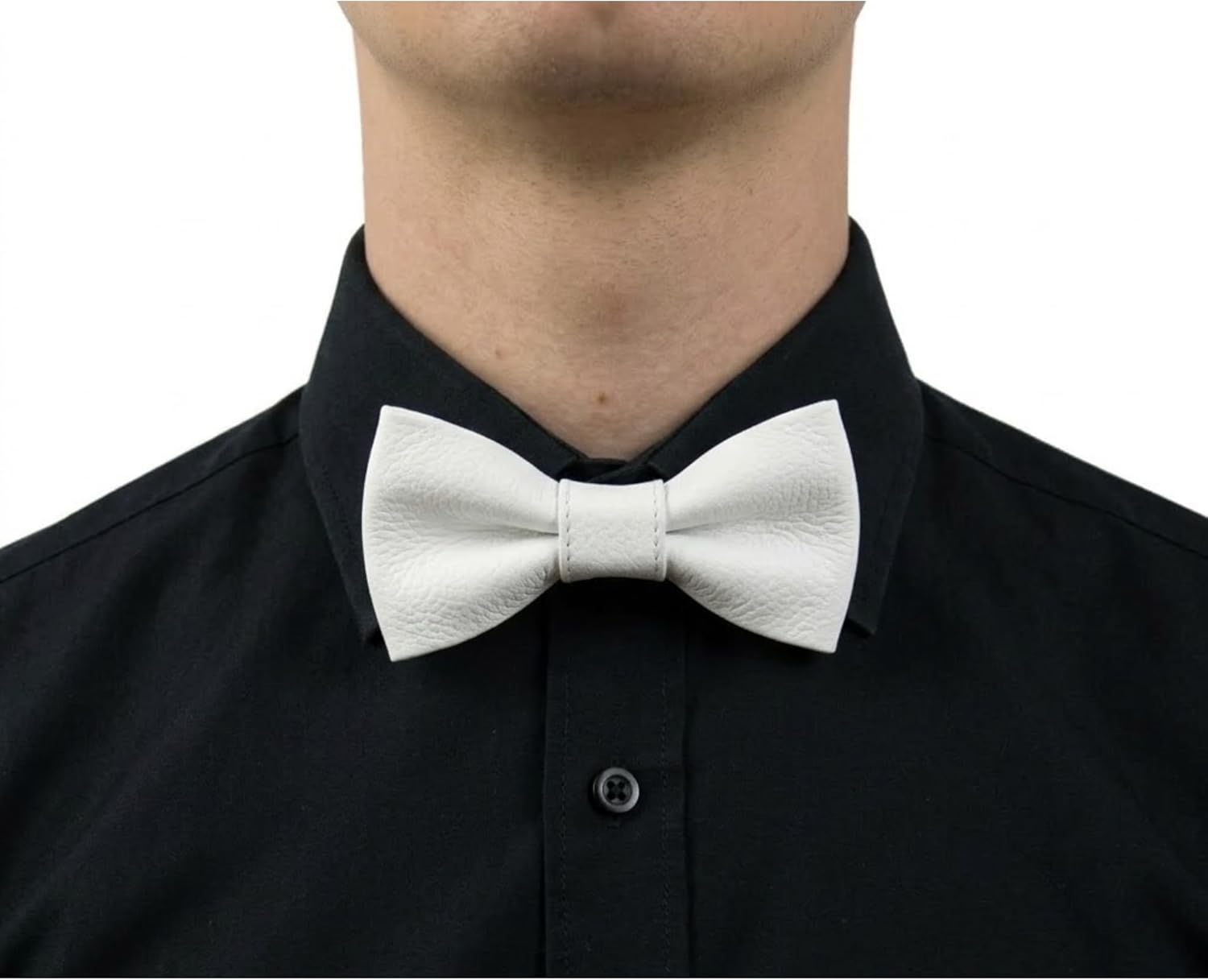 Handmade Genuine Lamb Leather Mens Bowtie Men - Skinny Solid Casual Business Wear Narrow Slim Bow Tie Party Wedding Gift