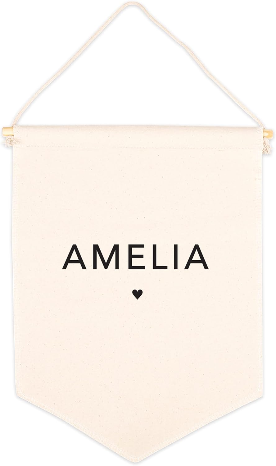 Andaz Press Personalized Hanging Wall Banner Custom Name & Heart Canvas Tapestry Wall Hanging Banner for Kids Baby Girl Boy Nursery Wall Decoration Pennant Flag Wall Decor, 1-Pack