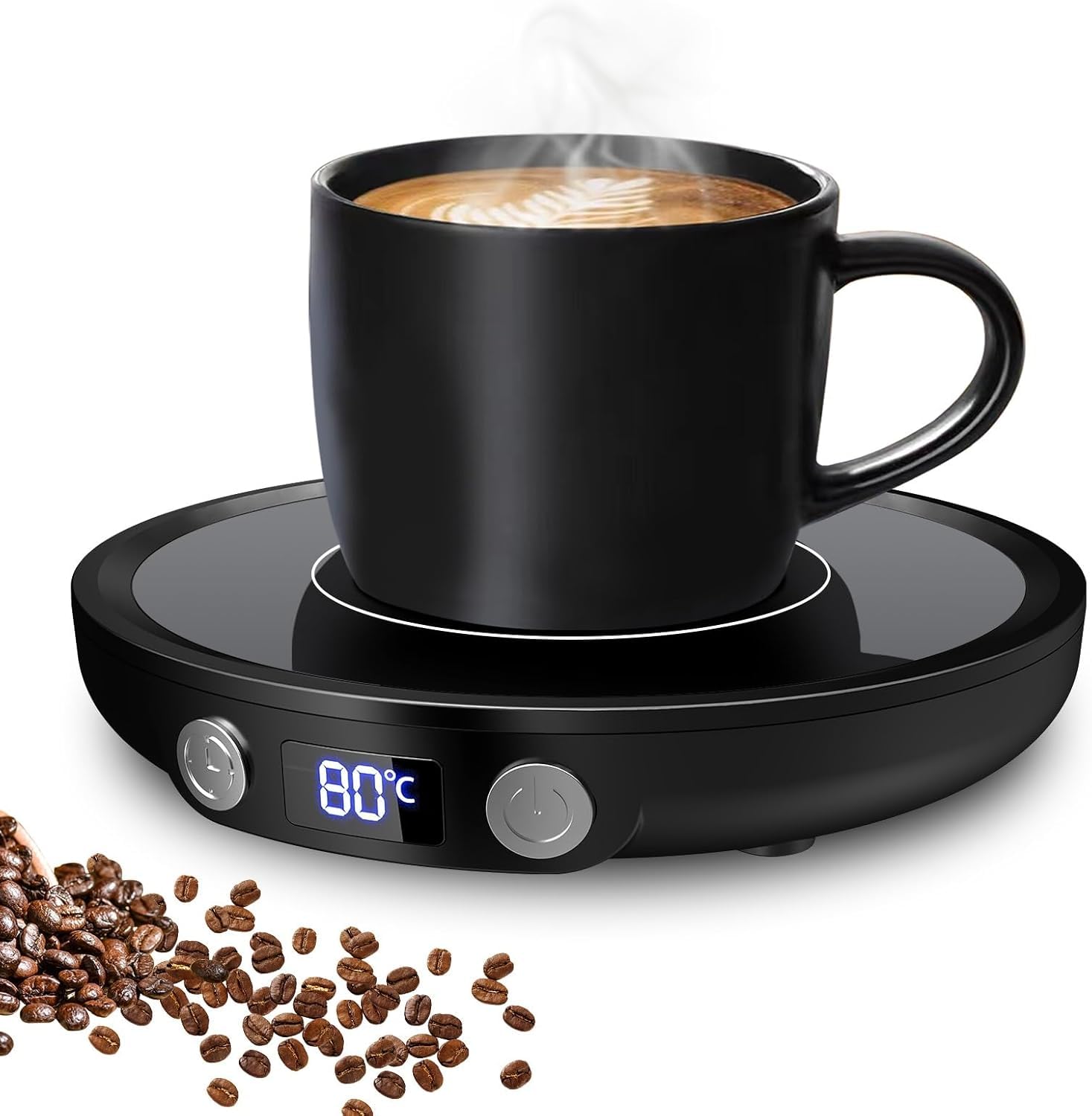 MQFORU, scalda tazze da caffè, scalda tazze con 3 livelli di temperatura, timer 2-12H, 4 ore, spegnimento automatico, piastra scalda bevande per caffè, tè, candela (Nero)