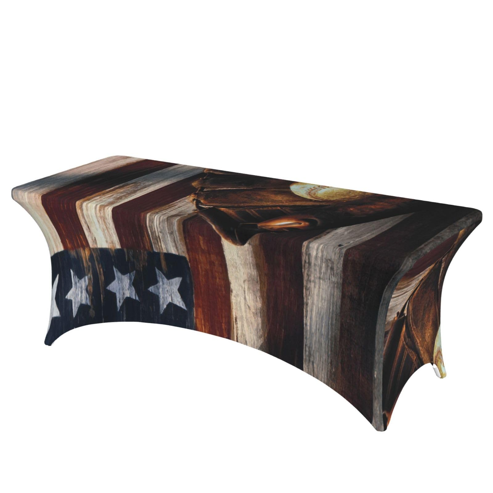 NImongt American Flag Baseball Print Elastic Rectangular Tablecloth Holidays Family Banquet Wedding Party Table Cover