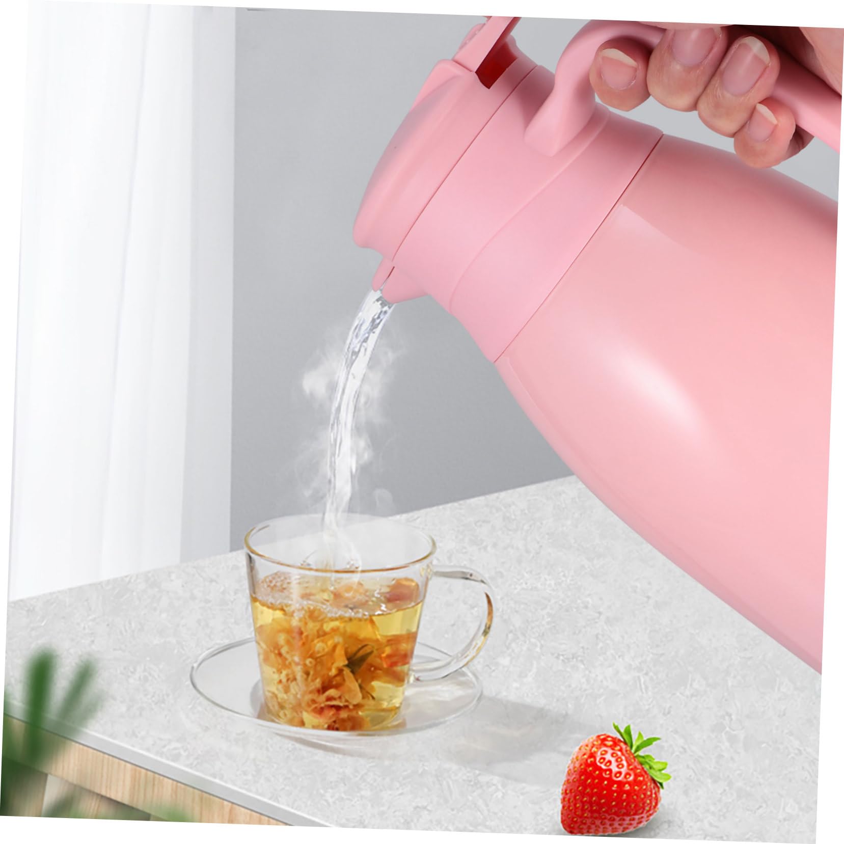 INOOMP Bouteille Isotherme Facile à Transporter D'eau Chaude 1l en Verre Protection Anti-chute et Design Simple pour Activités en Extérieur et Paquet à Dos