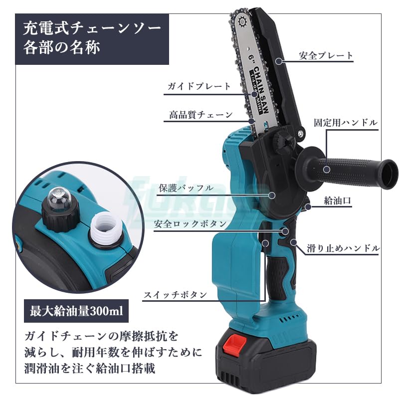 Amazon | 【8インチ電動チェーンソー + 大容量バッテリーセット