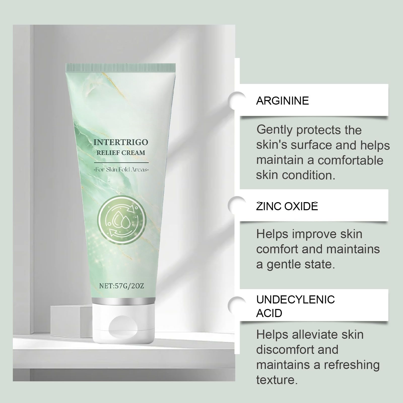 Crème De Soulagement Intertrigo, Crème Contre Les Plis Cutanés Formule À Absorption Rapide, Lotion Apaisante Non Grasse, Aide À Réduire Frottements Et Irritations Pour Hommes Femmes
