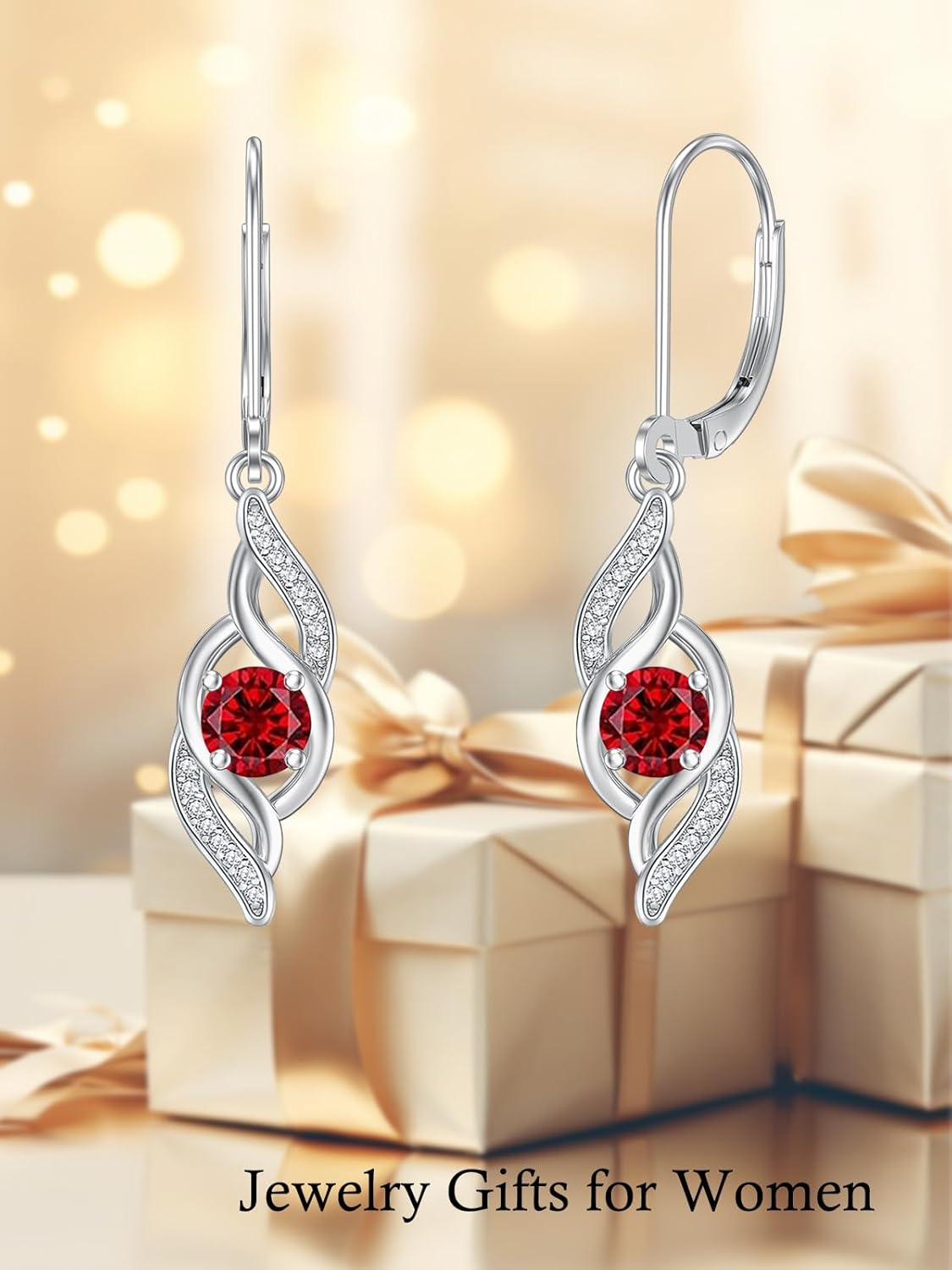 Birthstone Earrings for Women 925 Sterling Silver Love Infinity Jewelry Anniversary Birthday Gifts for Her Wife Mom - Image 4