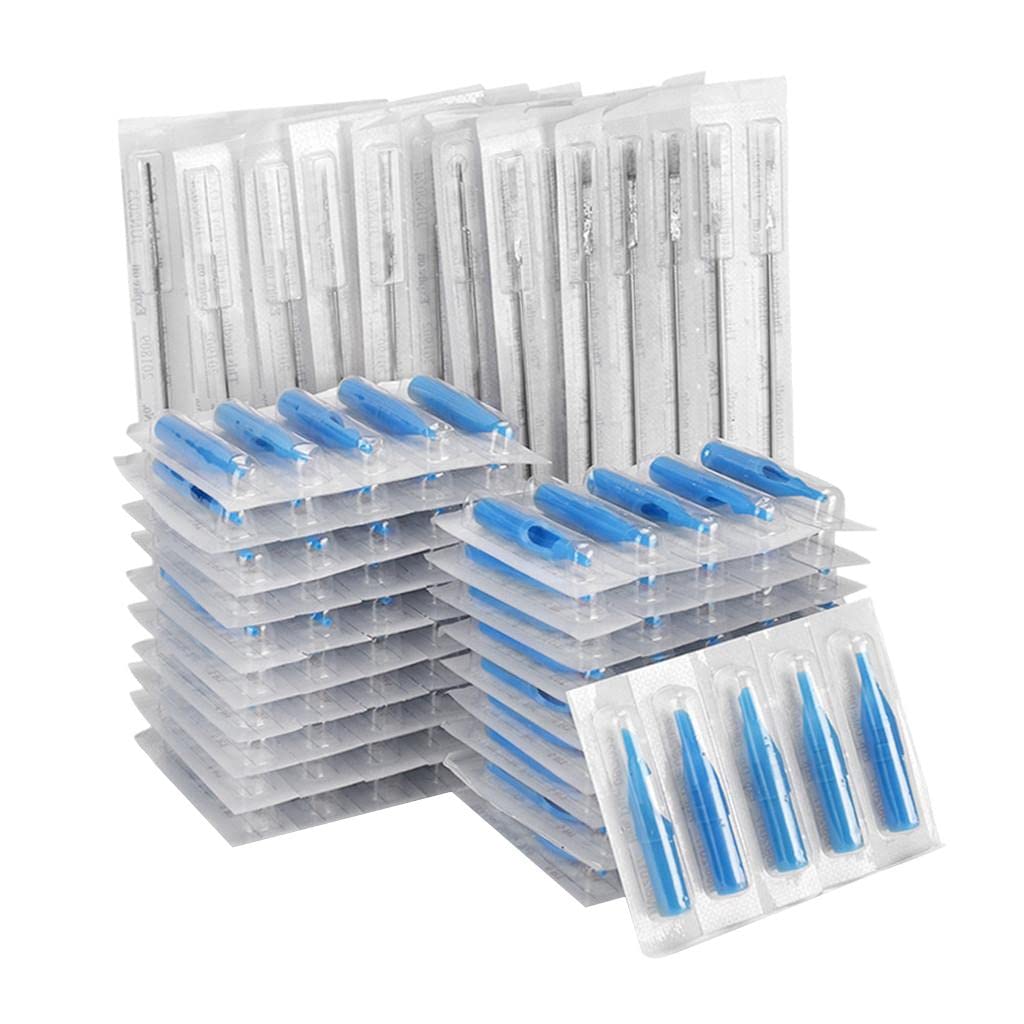 SAZ DEKOR 200 Pieces Pre-Sterilized Individually Packed Tattoo Needles Nozzle Tips Set|Professional Complete Tattoo Kit & Supplies, Tattoo Ink Set with Accessories, Body Art Stencil Pack For All|-image-28