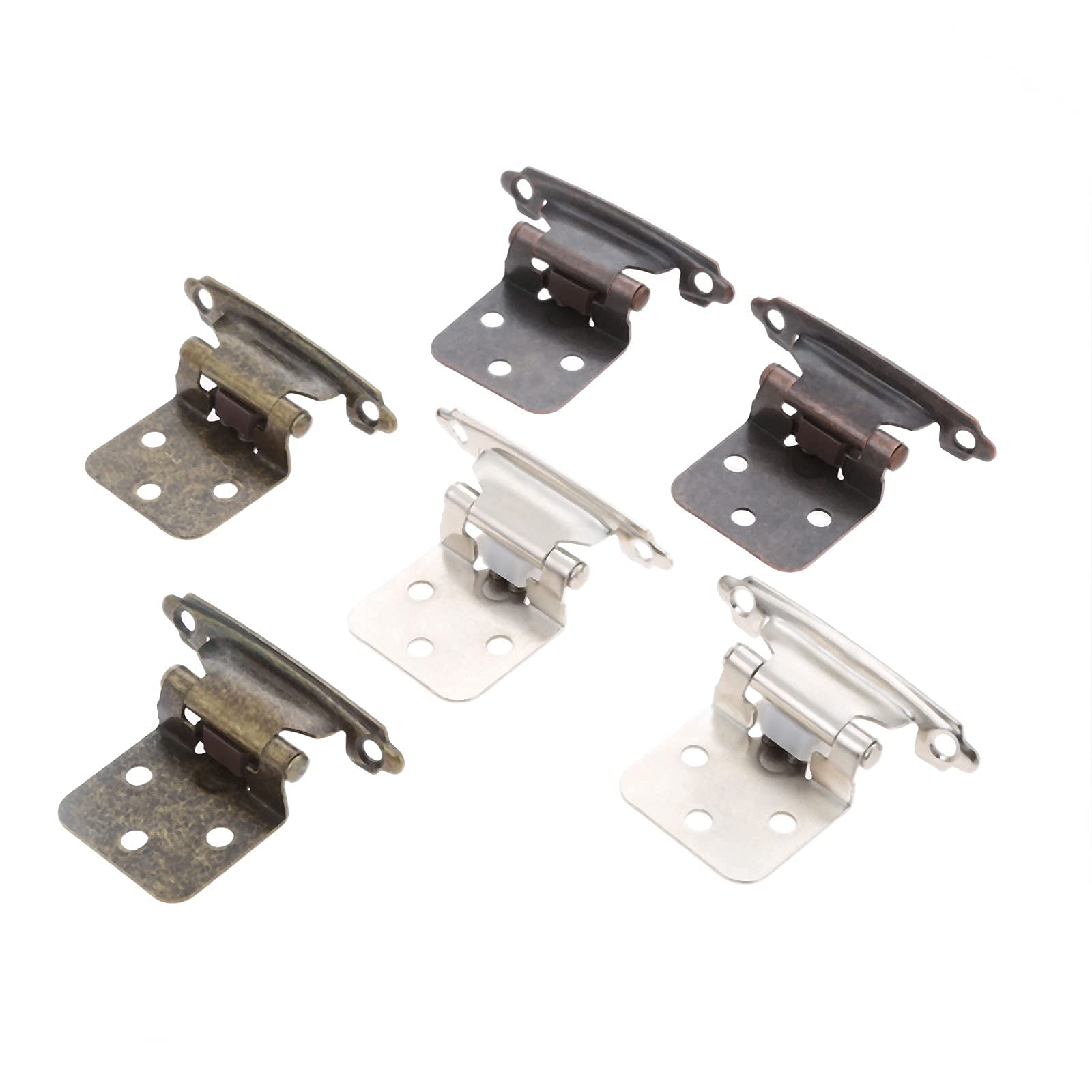 Nvsfzgiyg A Hinge, 6Pcs Overlay Cabinet Self-Closing Door Kitchen Cupboard Flush With Screws(A)
