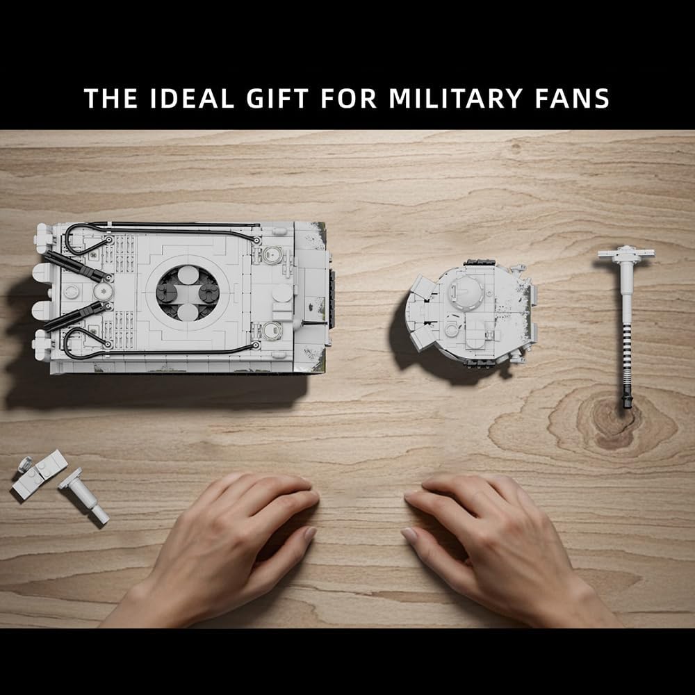 39063“Michael Wittmann's Tiger Tank No.S04” Building Block Set, 1628 Pieces Military 1:28 Scale Tank Model Toys, Ideal Gift for Room Decoration or Collection