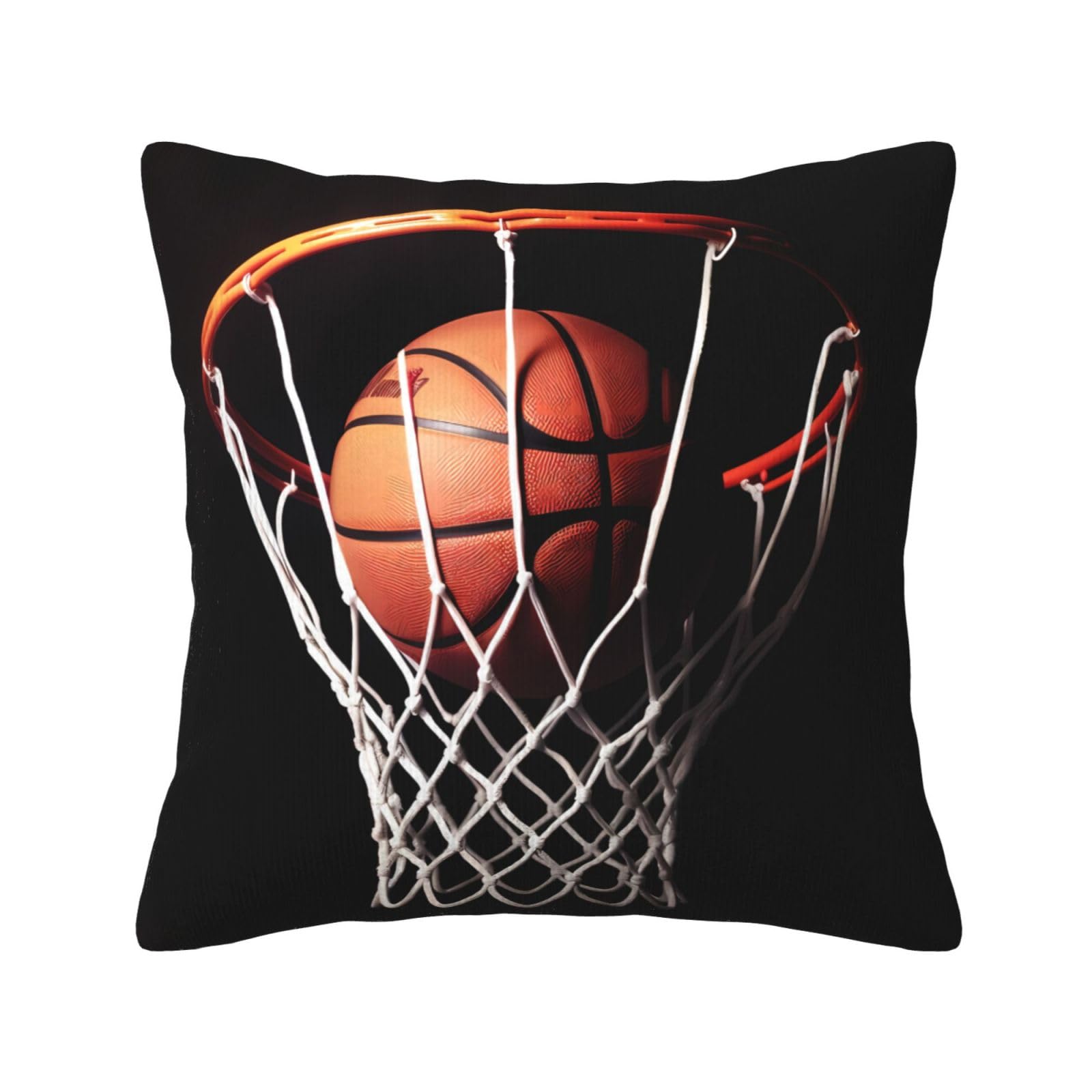 Housse de coussin velours côtelé Kururi doux motif basket-ball de forme carrée pour lit