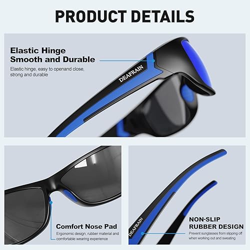 Miniatura 3 de DEAFRAIN Gafas de sol deportivas polarizadas para hombres y mujeres, para conducir, pescar, ciclismo, correr, protección UV