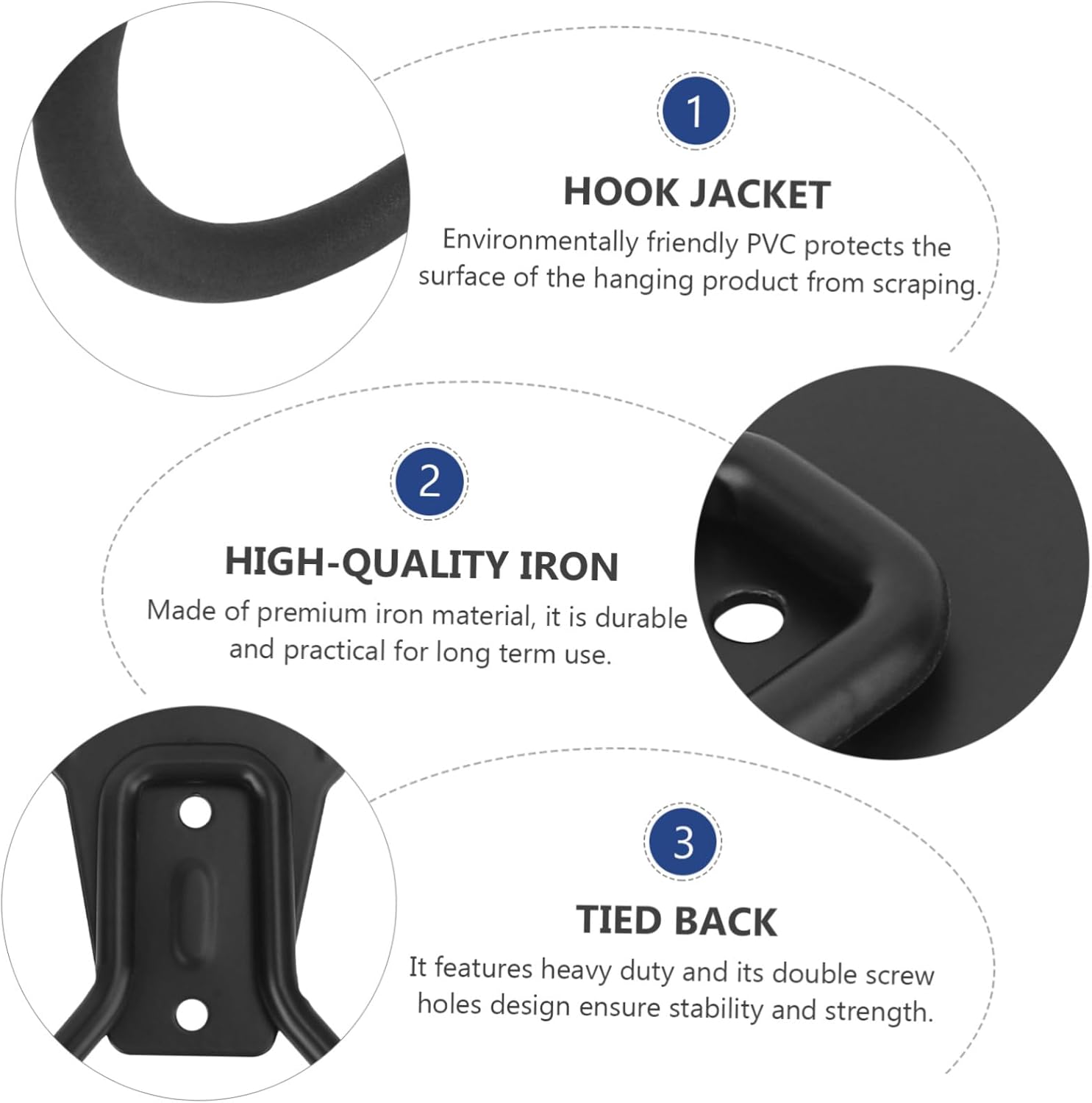 Heavy Duty Iron Wall Storage Hooks for Garden and Balcony Hangers for Organizing Tools Hose and Sundries Smooth Surface Wall Mount Hooks