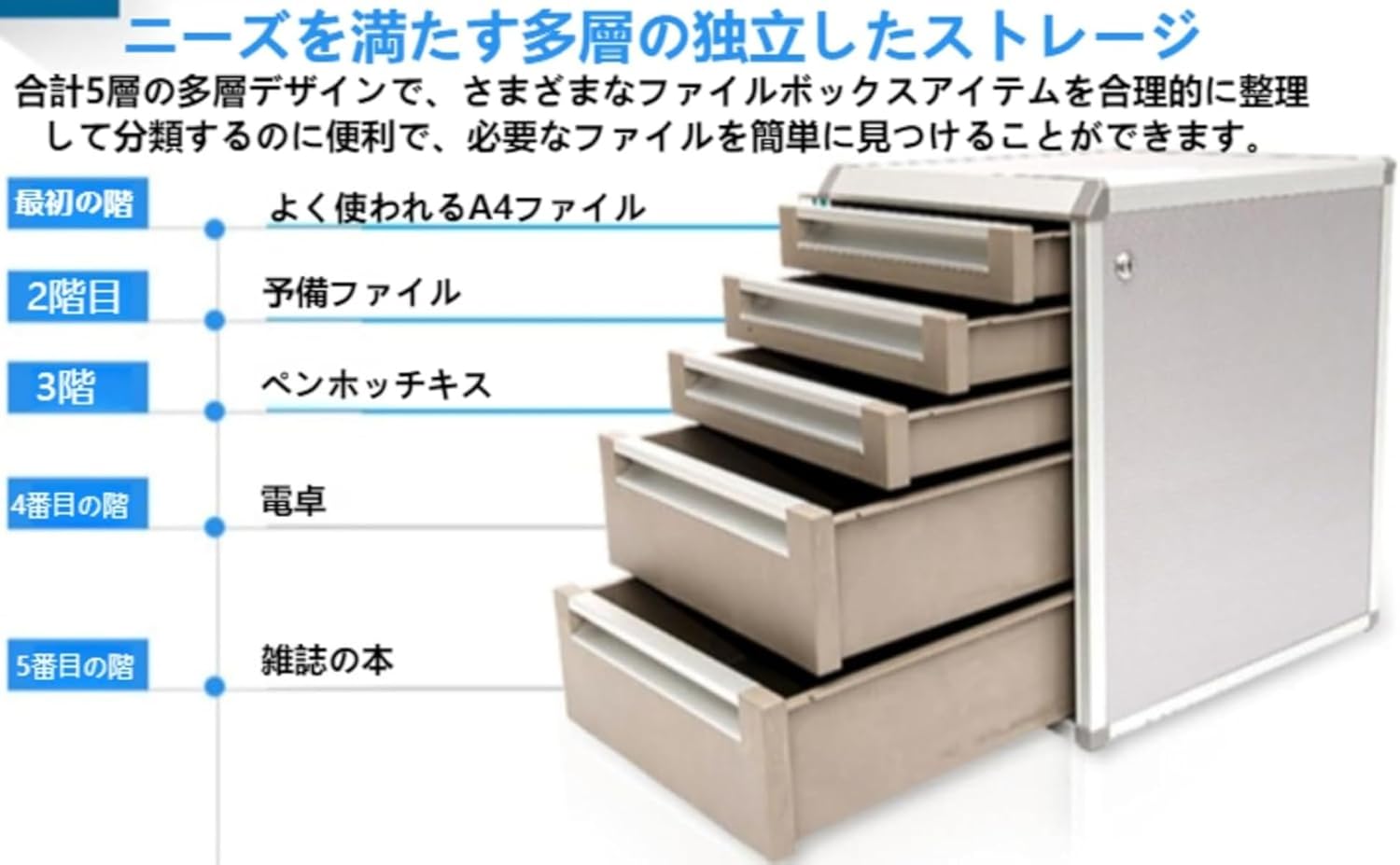 JAFUA】 アルミニウム合金 多層 鍵付き 書類ケース ファイル