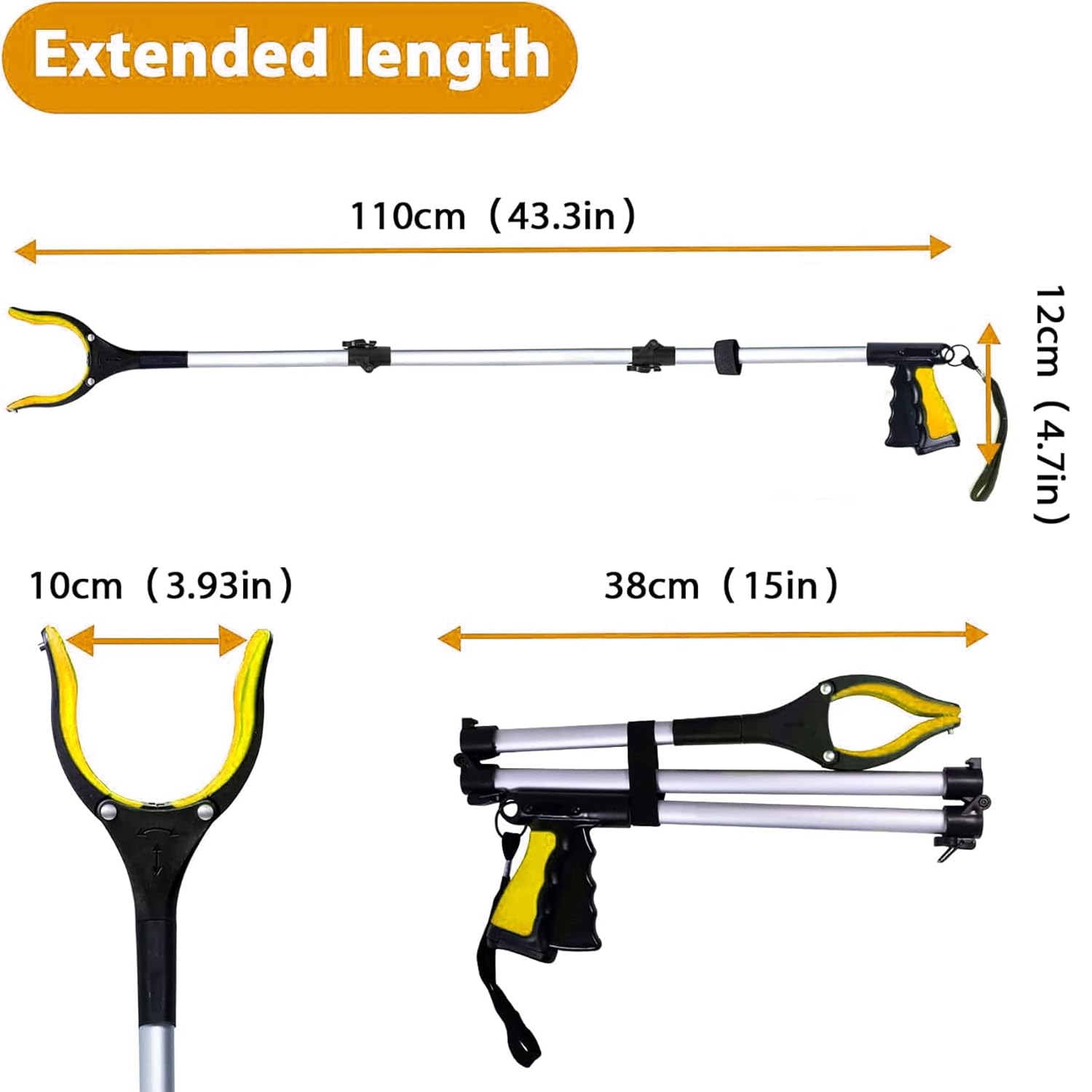 KYTech Litter Picker Grabber Stick, 43inch Litter Picker for Adults