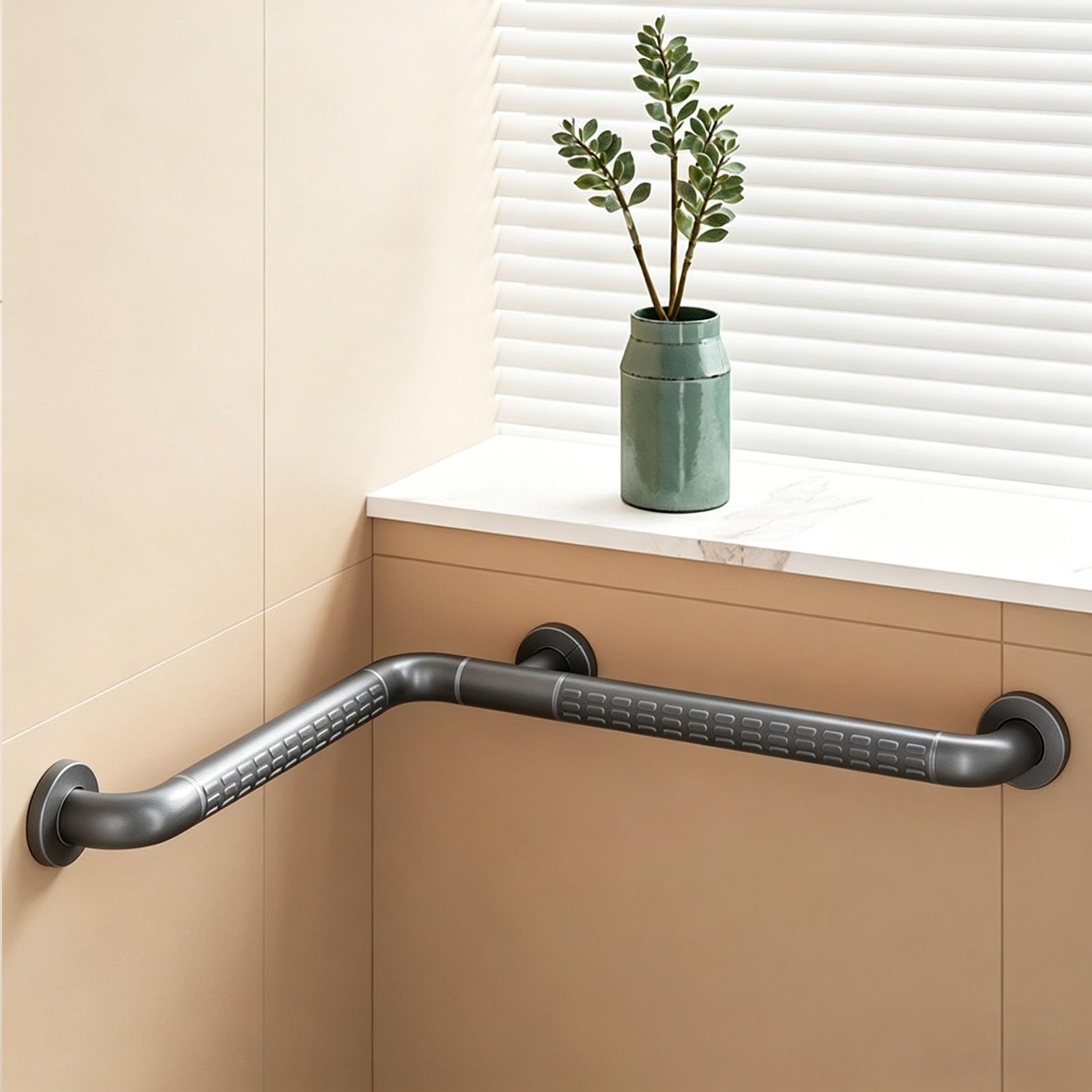 FKXSXAZ Stair Turn Grab Bar for Inner Outer Corners, L-Shape Wall-Mounted Bathroom Hand Rail with Accessories, 19.68in 27.55in Stainless Steel Handle Available Towel Holder(50x70cm/19.68x2