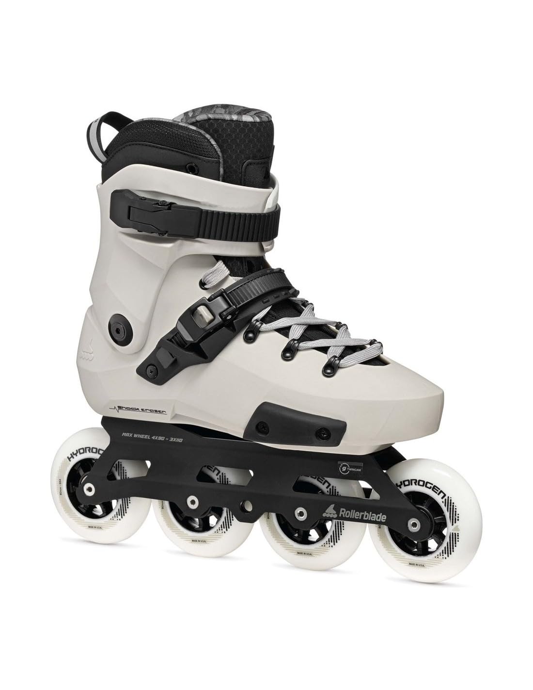 Rollerblade Patines Freeskate Urbanos Twister 90R - Agilidad Extrema y Configuración Rocker 4x90mm - Carcasa Rígida y Guía de Aluminio - White Smoke (Blanco/Negro)